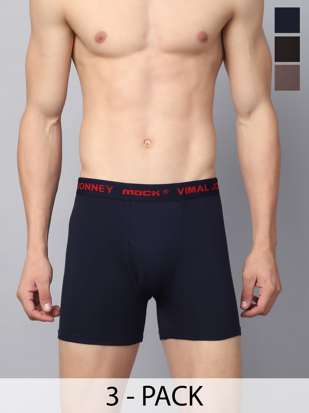 

VIMAL JONNEY Pack Of 3 Men Assorted Breathability Trunks