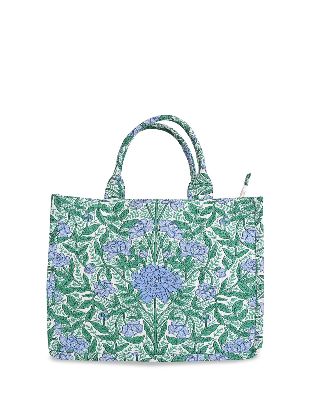 

INDIVIDUAL DESIGN Women Floral Printed Structured Cotton Handheld Bag, Green