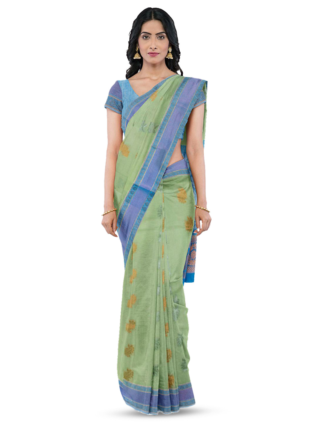 

Avishya Woven Design Zari Pure Cotton Saree, Green