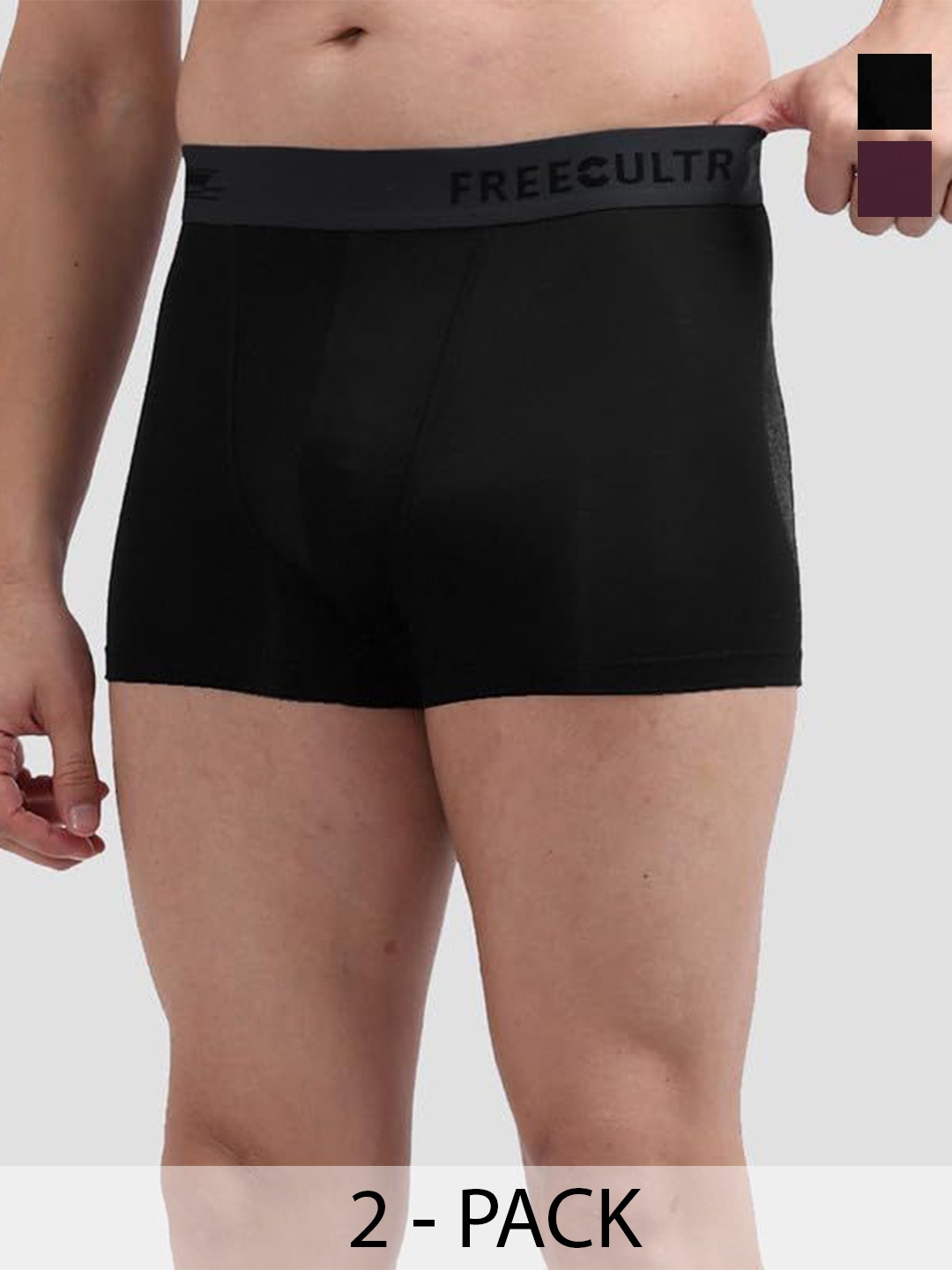 

FREECULTR Pack Of 2 Anti Bacterial Micromodal Trunks, Brown