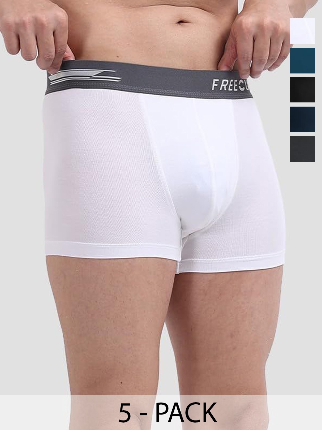 

FREECULTR Pack Of 5 Anti-Bacterial Trunks, Grey