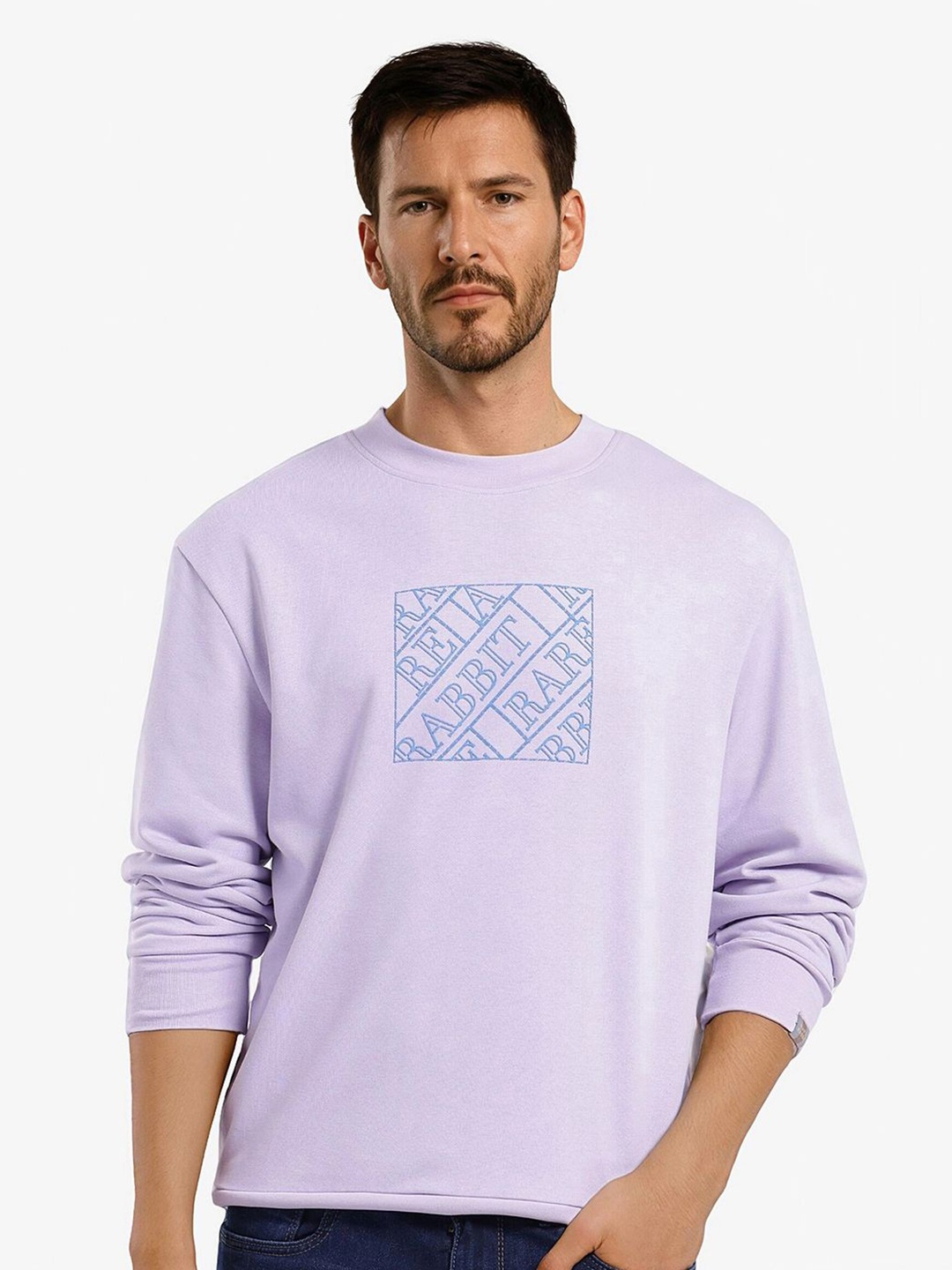 

RARE RABBIT Men Printed Sweatshirt, Lavender