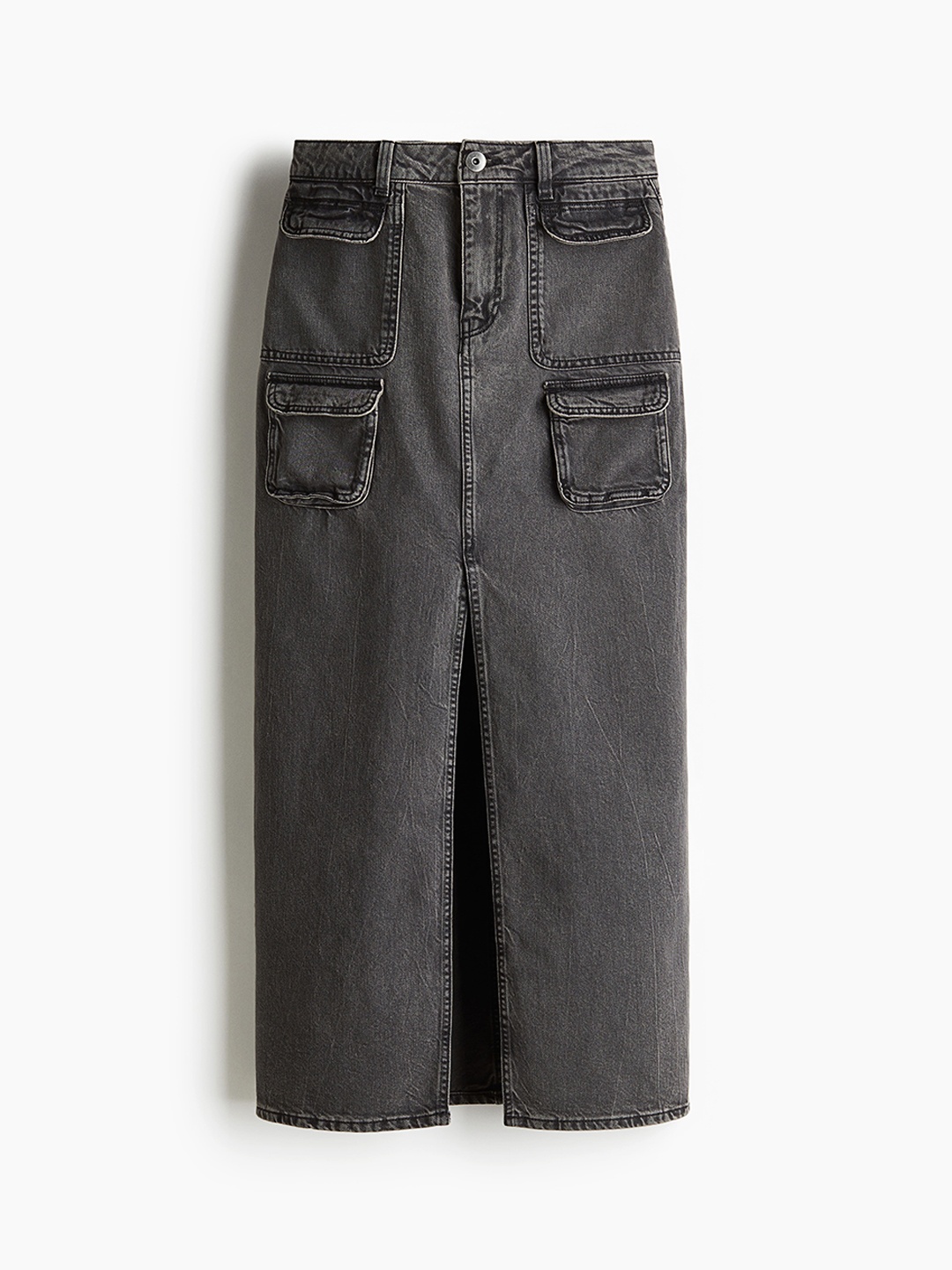 

H&M Women Denim Cargo Maxi Skirts, Grey