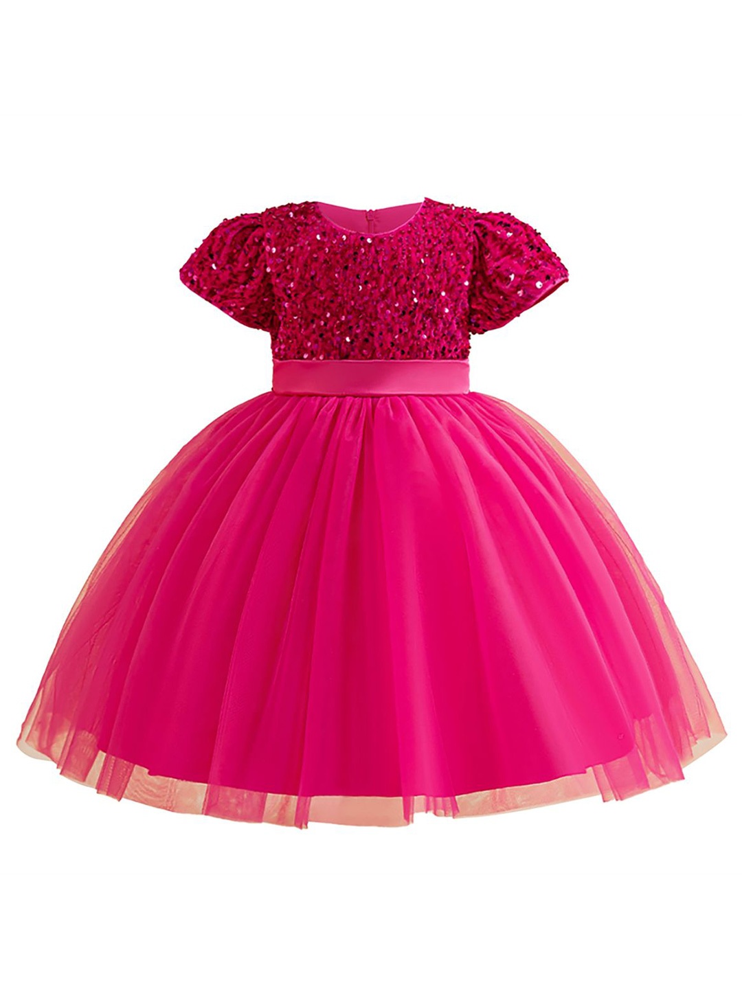 

StyleCast x Revolte Embellished Puff Sleeve Balloon Dress, Fuchsia