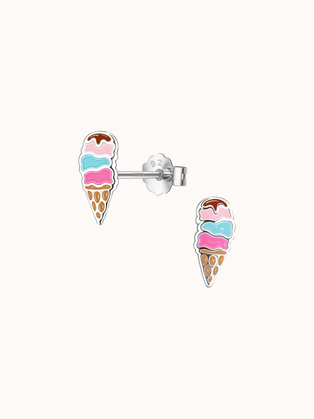 

HighSpark 925 Sterling Silver Three layers Ice Cream Cone Studs Earrings