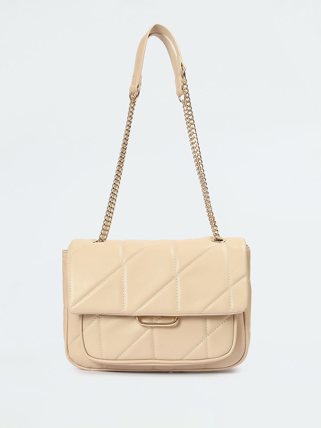 

max Women Textured Structured Shoulder Bag, Beige