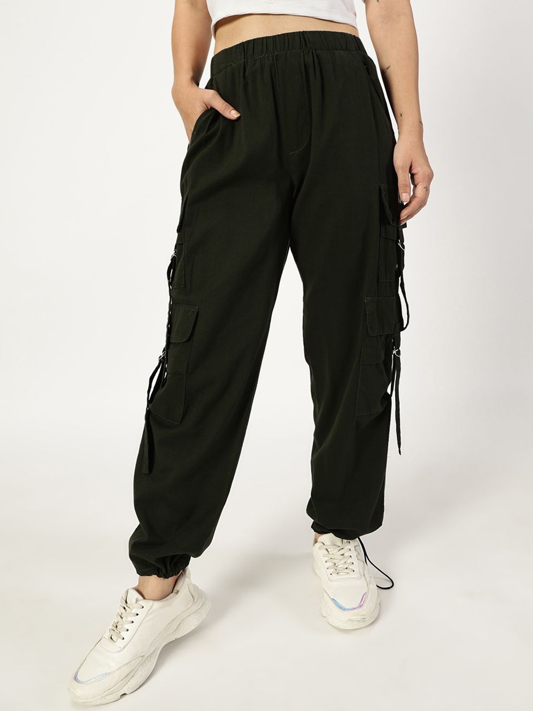 

THIRD QUADRANT Women Comfort Cargos Trousers, Olive