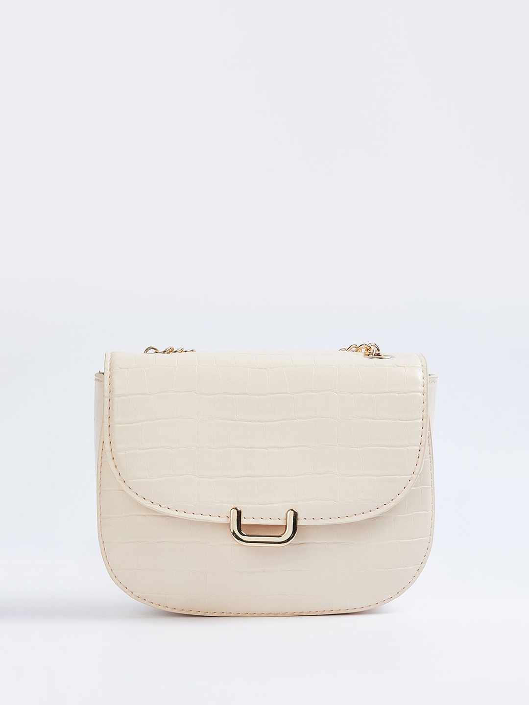 

max Women Textured Structured Handheld Bag, Beige