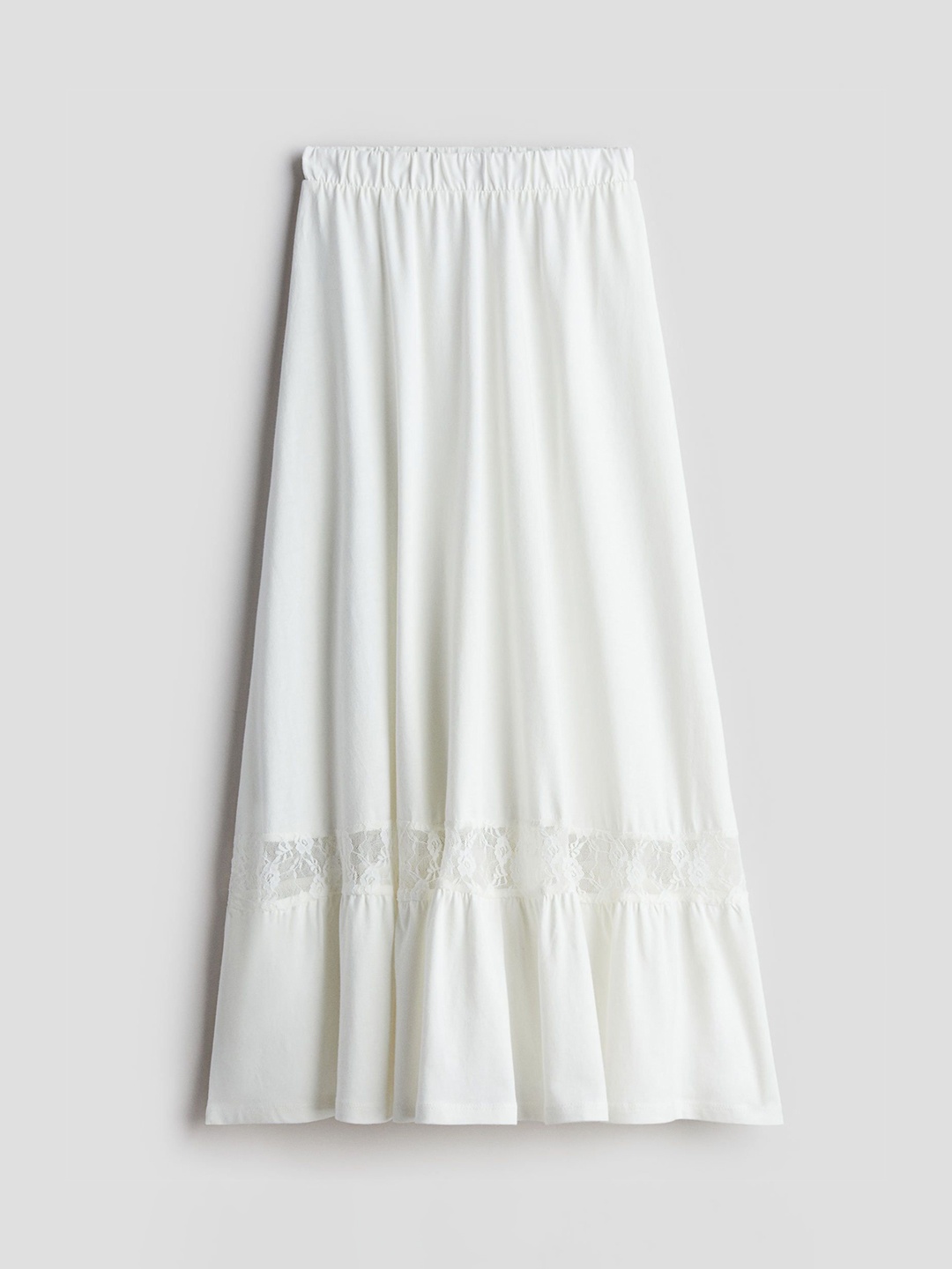 

H&M Girls Pure Cotton Lace-Detail Skirt, White