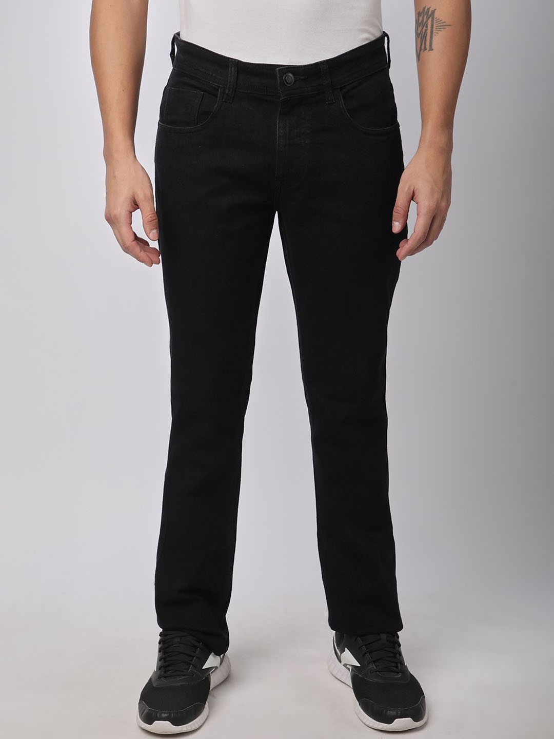 

R&B Men Cotton Casual Regular Jeans, Black