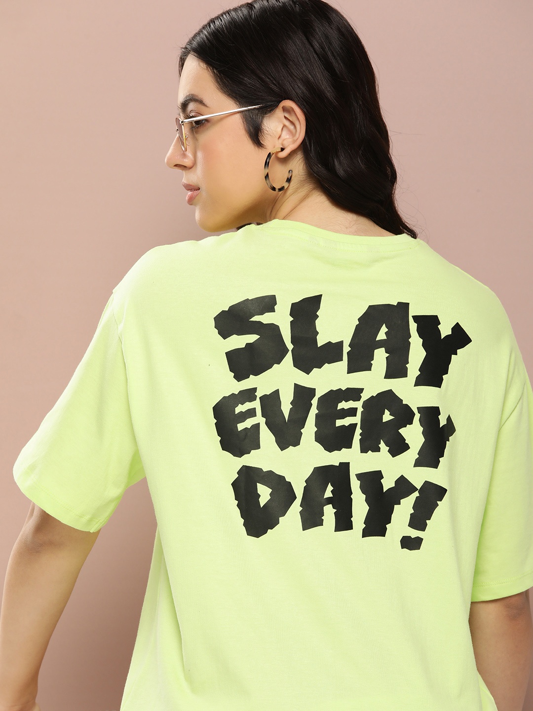 

Harvard Pure Cotton Typography Printed Drop-Shoulder Sleeves T-shirt, Green