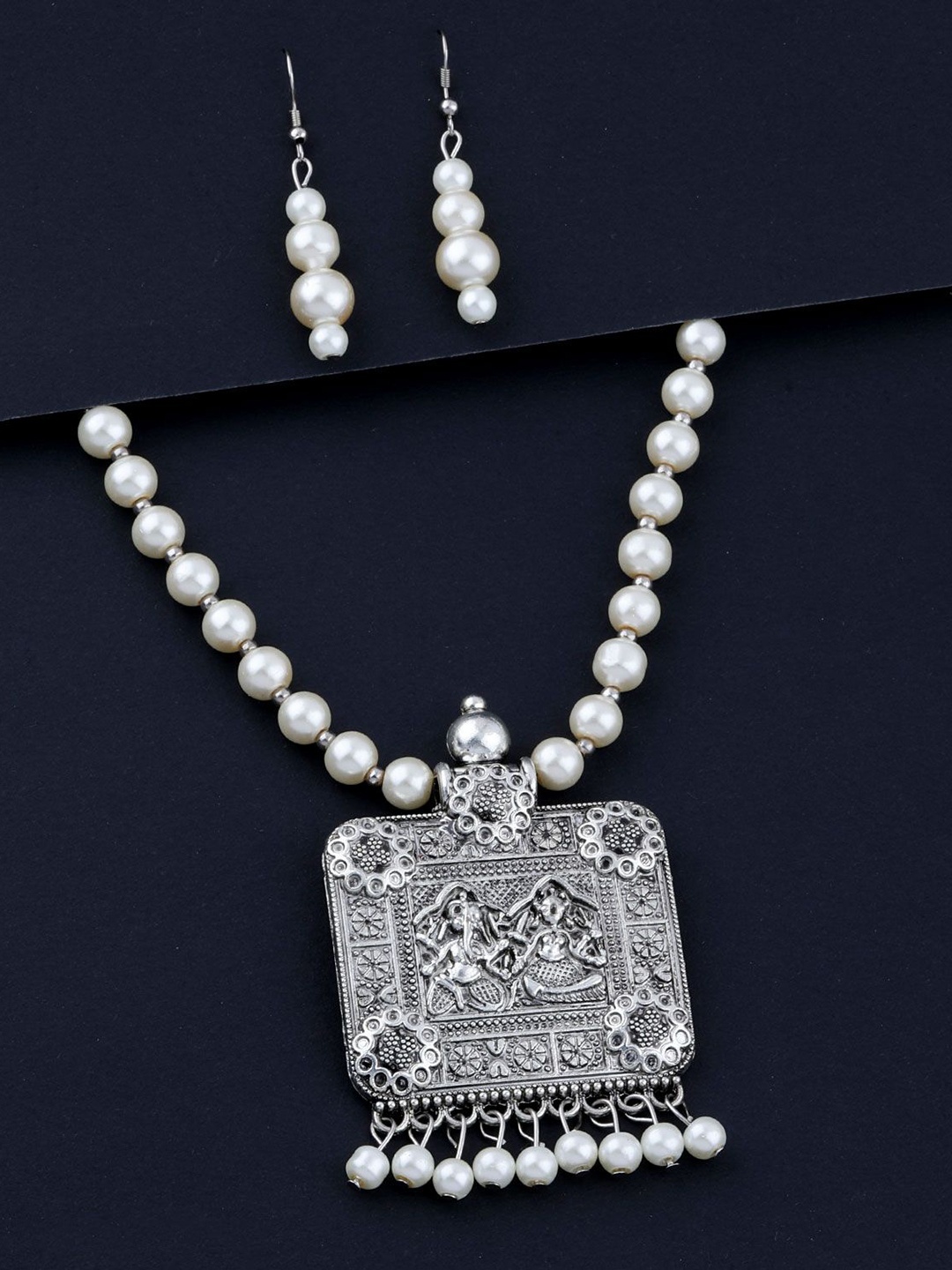 

Silver Shine Silver-Plated Beaded Jewellery Set, White