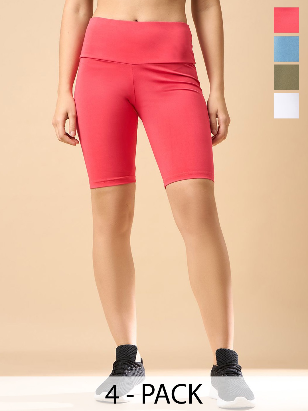 

COLOR CAPITAL Women Pack of 4 Ankle-Length Fly Dry Cycling Shorts, Multi