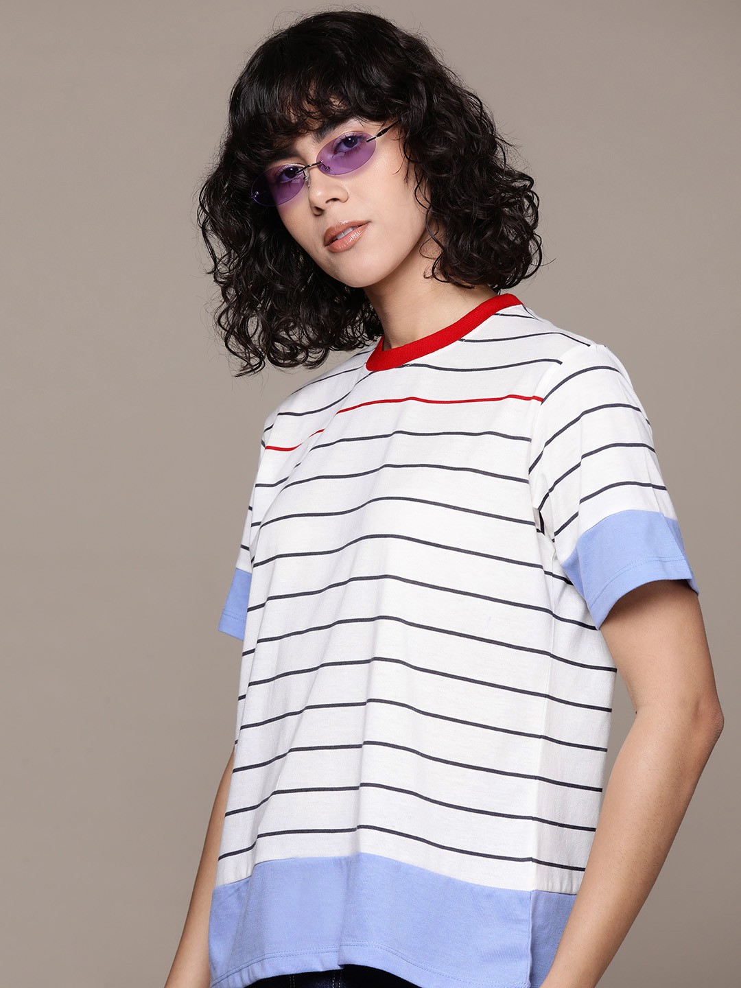 

The Roadster Lifestyle Co. Striped Oversized T-shirt, White