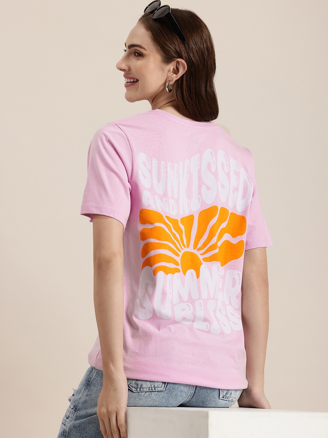 

HERE&NOW Printed Pure Cotton T-shirt, Pink