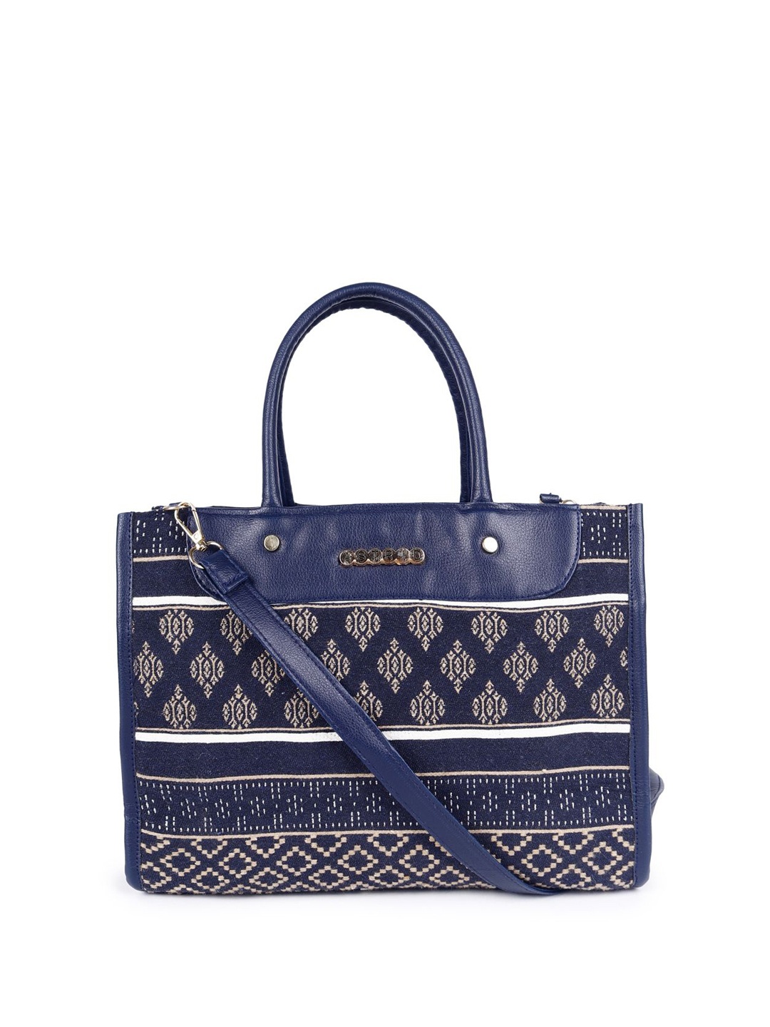 

ASTRID Women Ethnic Motifs Printed Structured Satchel Bag, Blue