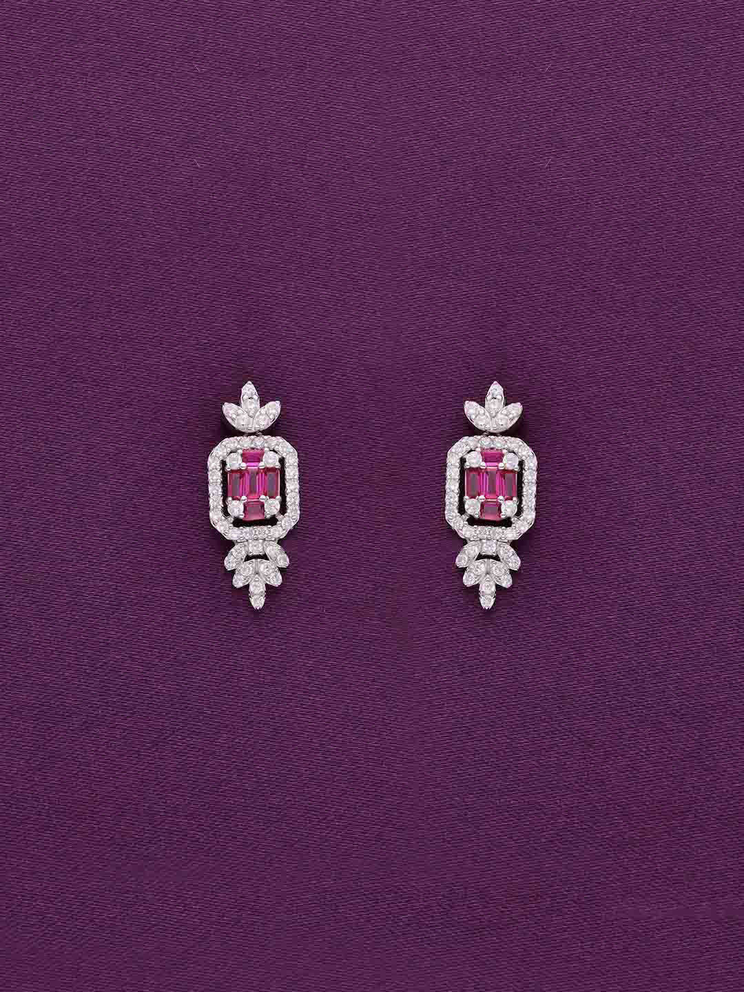 

KAI JEWEL 925 Sterling Silver Rhodium-Plated CZ Studded Contemporary Drop Earrings