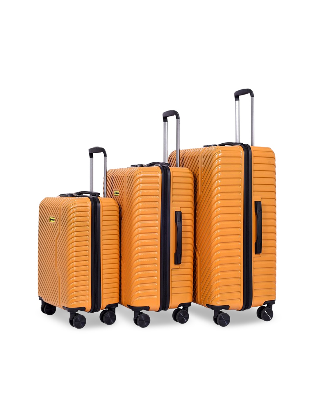 

WROGN Set Of 3 Striped Hard-Sided Trolley Bags, Orange