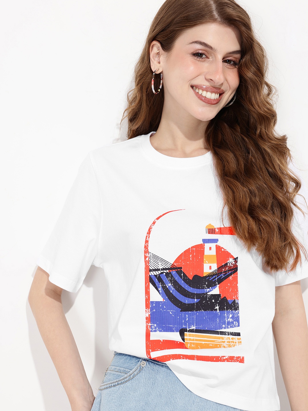 

DressBerry Nautical Drama Boxy T-shirt, White