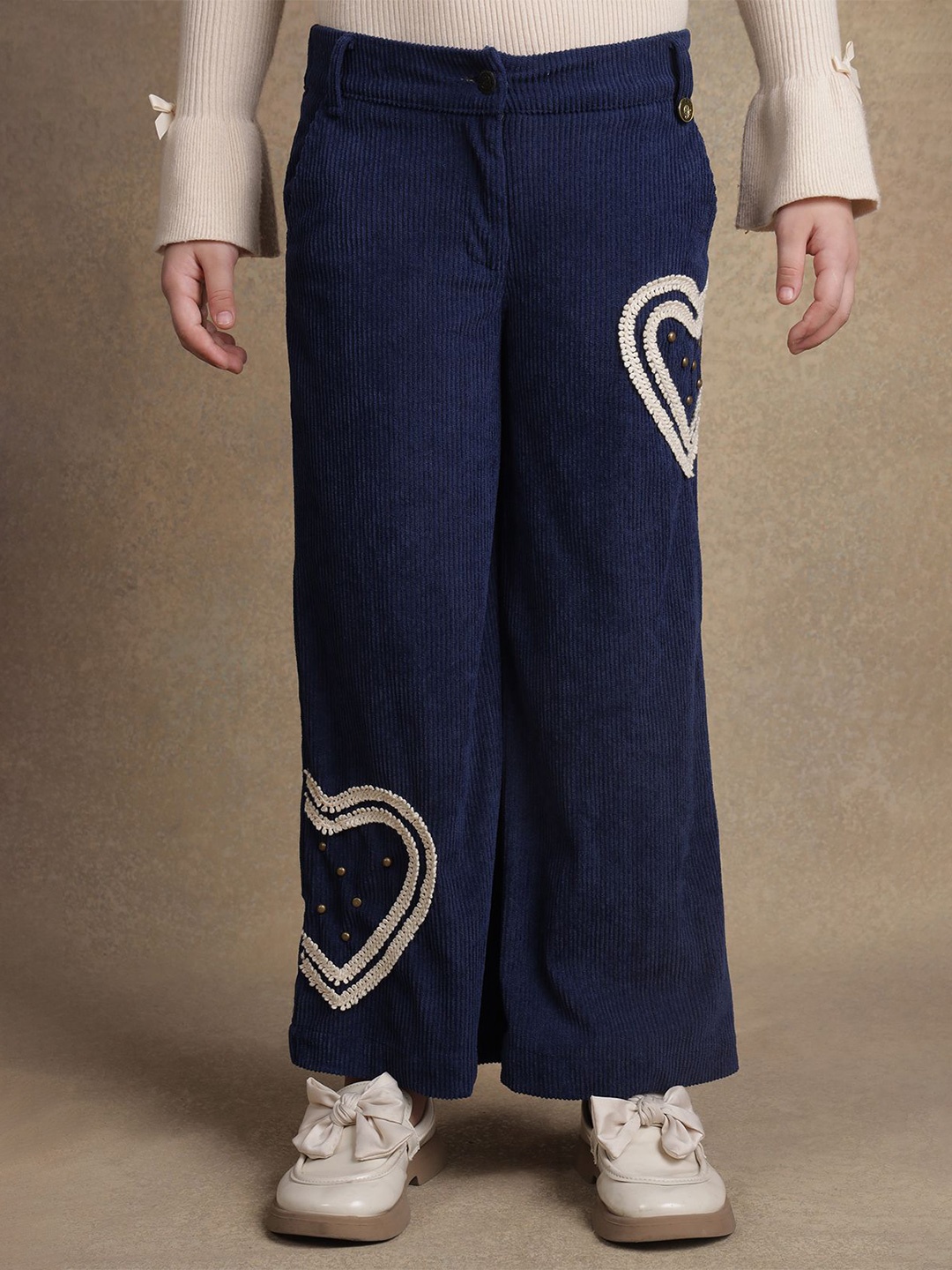 

One Friday Girls Mid-Rise Relaxed Culottes Trousers, Navy blue