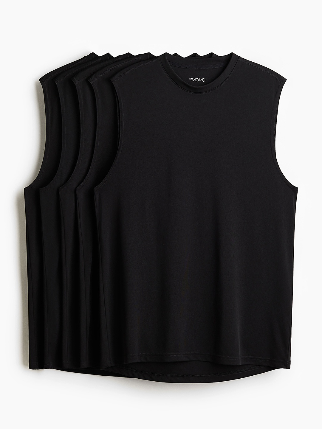 

H&M 5-Pack Sports Vest T-Shirts In DryMove, Black