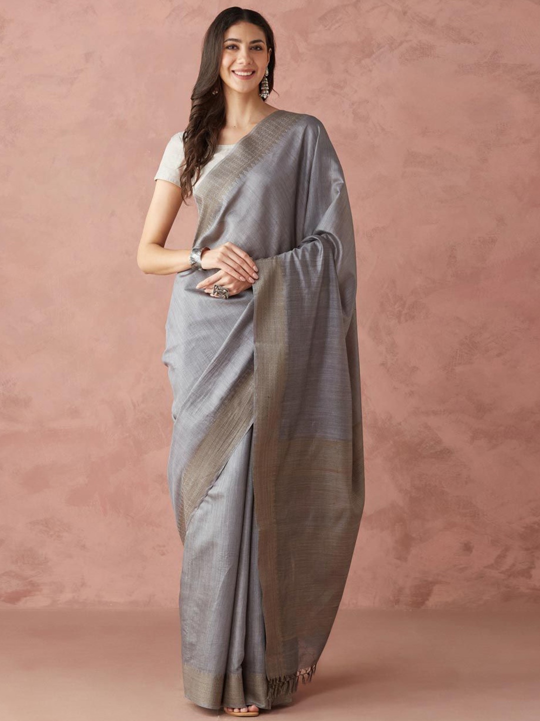 

Fabindia Woven Design Zari Silk Blend Saree, Charcoal