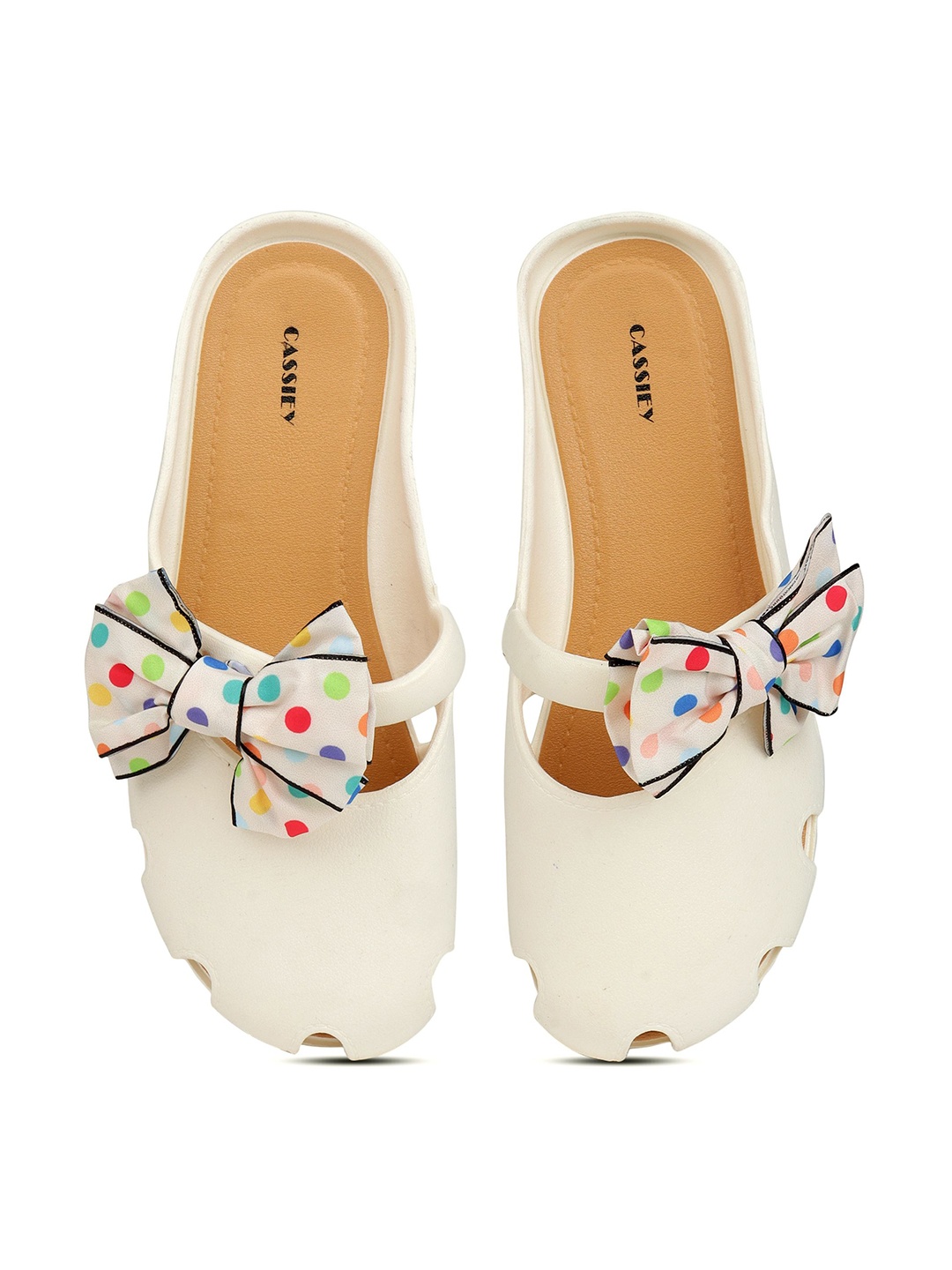 

CASSIEY Women Rubber Sliders, Cream