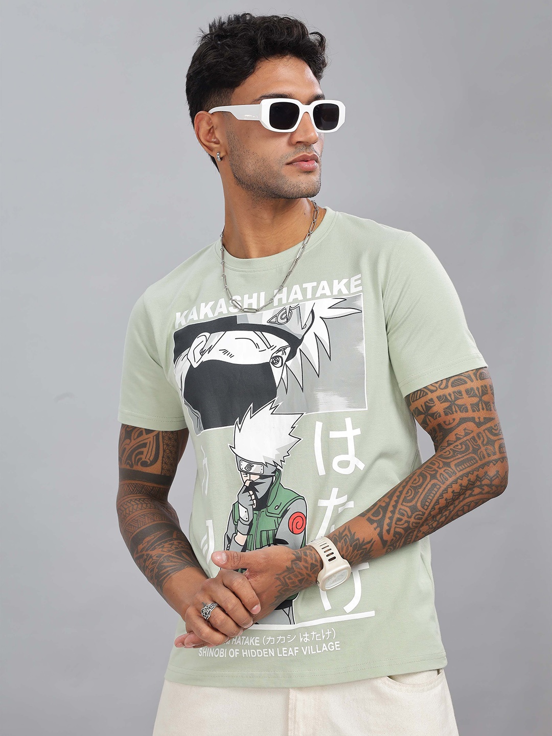 

TOMHIDDLE Men Graphic Printed Round Neck Cotton T-shirt, Green