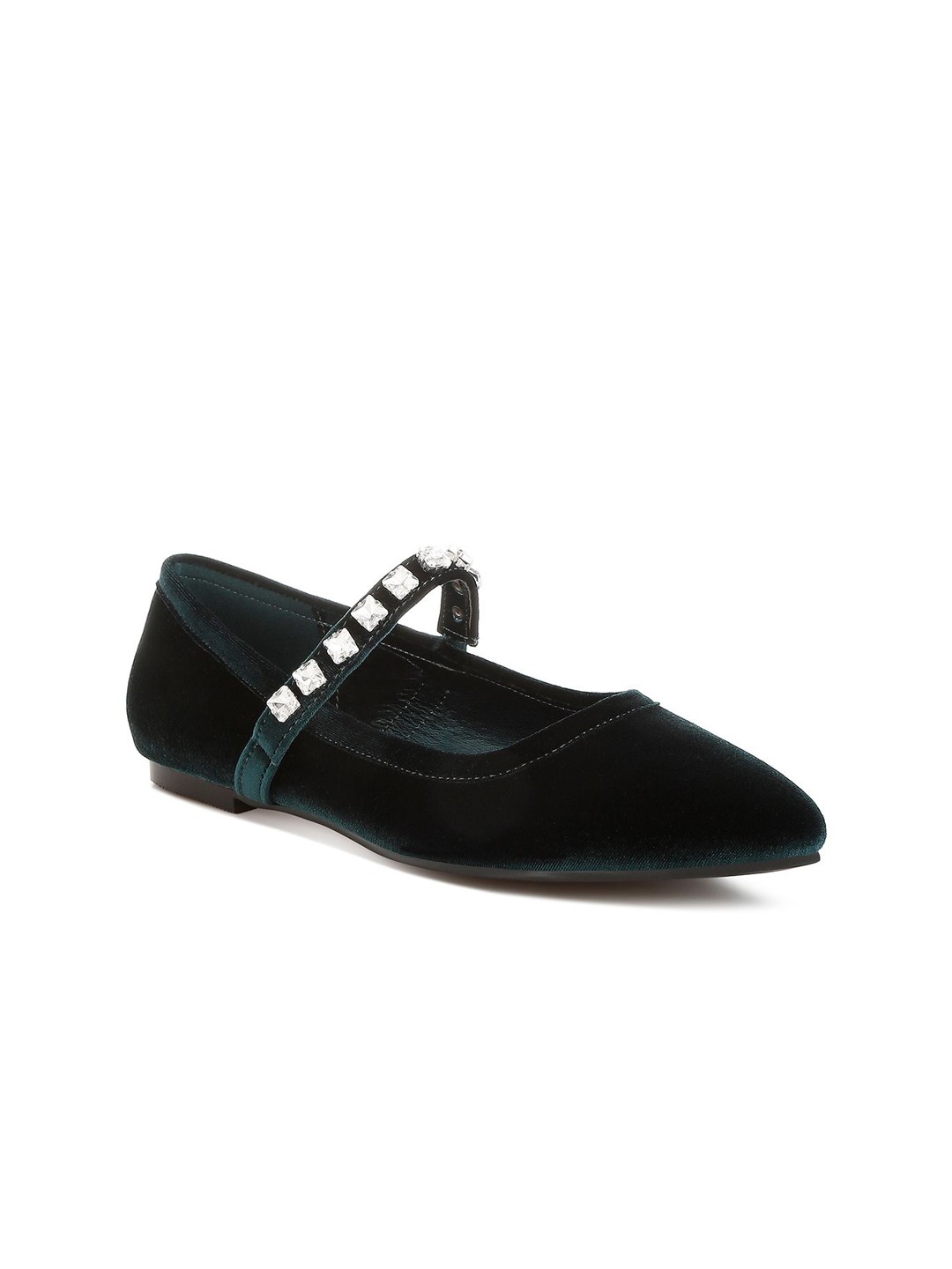 

RAG & CO Women Striped Velvet Flatforms, Green