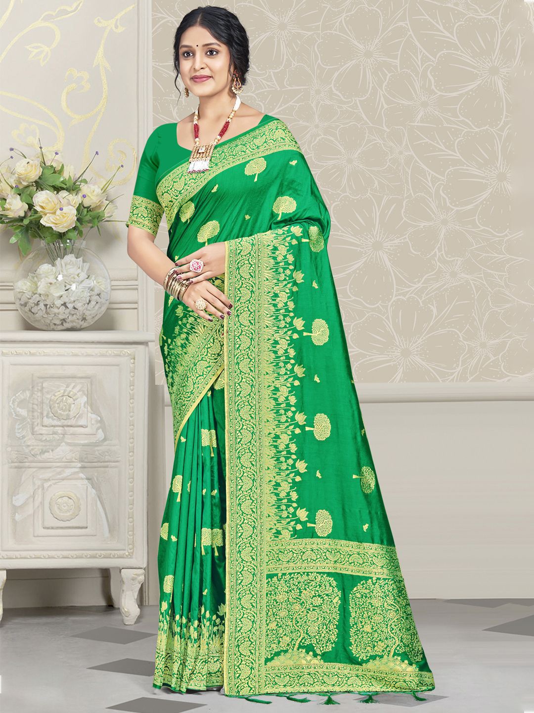 

Ishin Woven Design Zari Silk Blend Saree, Teal