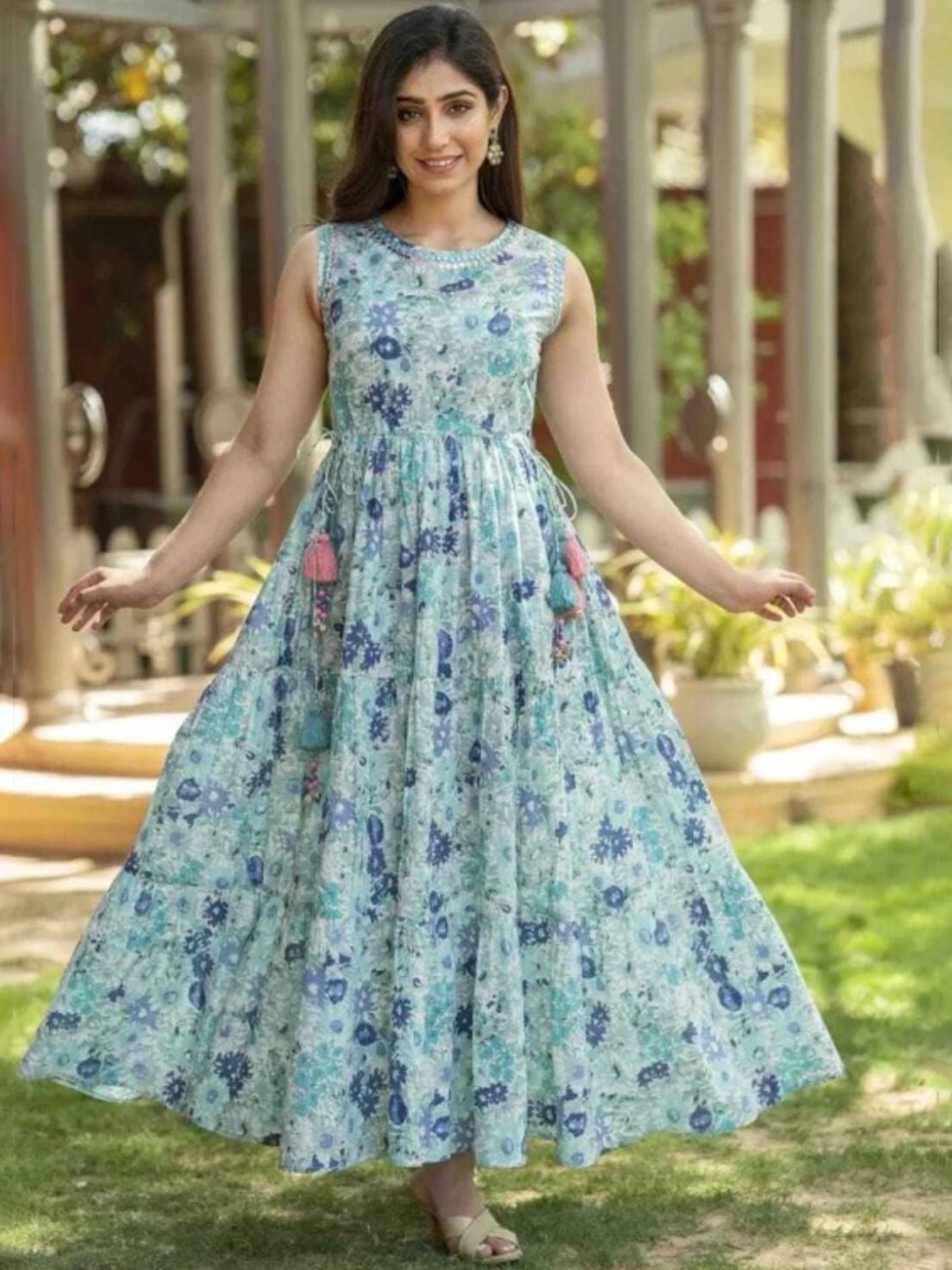 

MILAAV Floral Print Fit & Flare Maxi Dress, Green