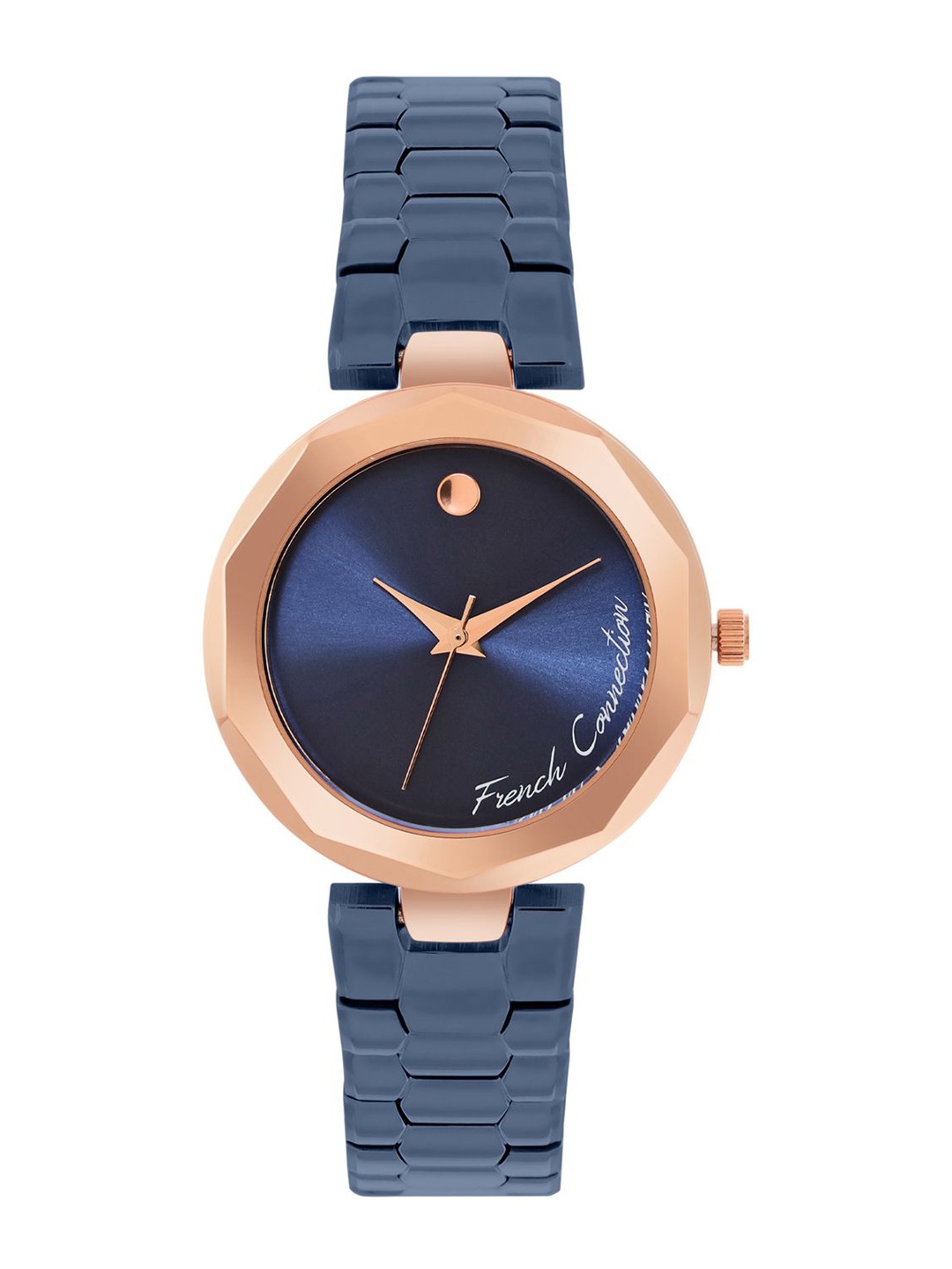 

French Connection Women Dial & Stainless Steel Bracelet Style Straps Analogue Watch FCH08UM, Blue