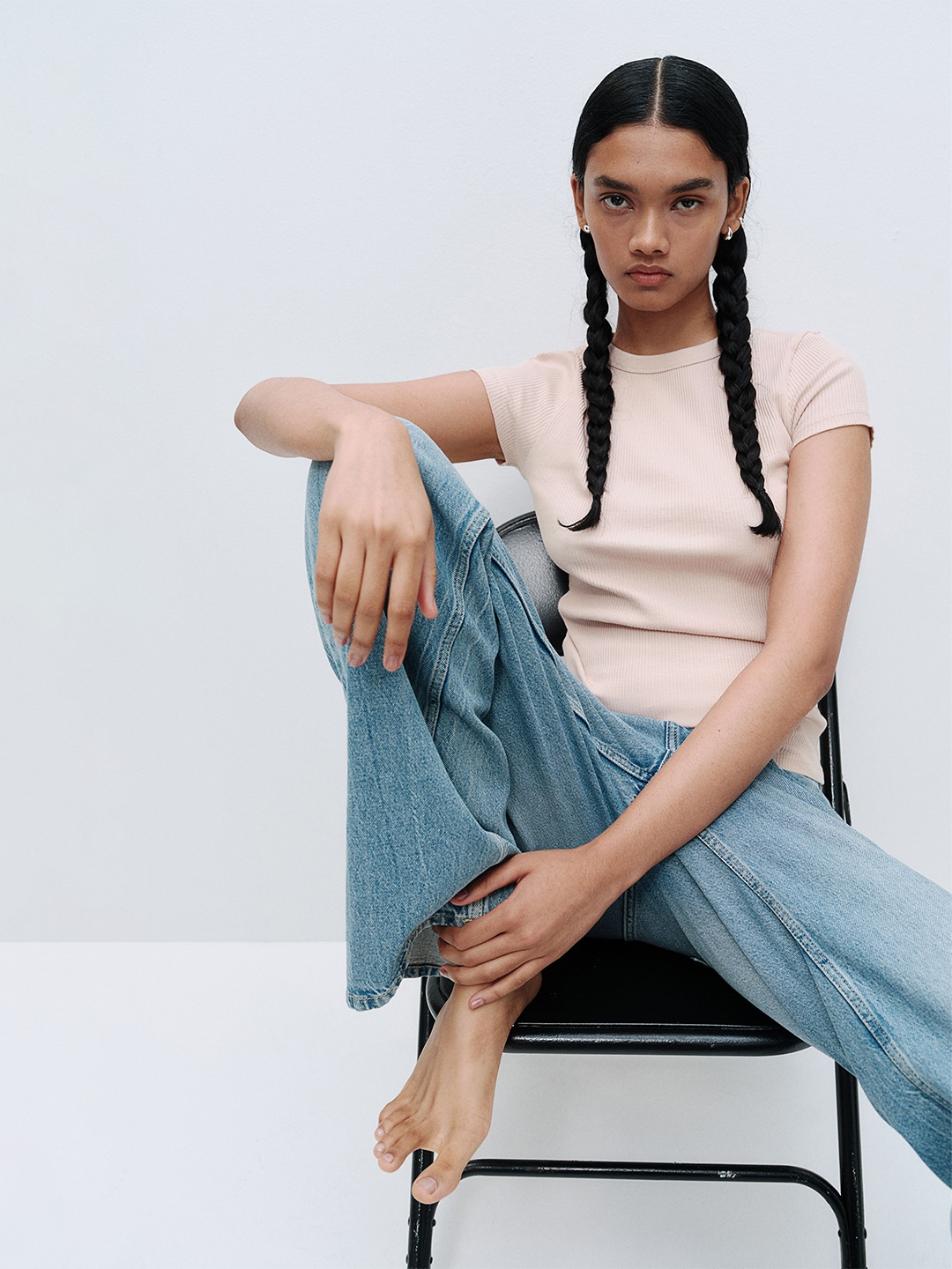 

H&M Ribbed T-shirt, Pink
