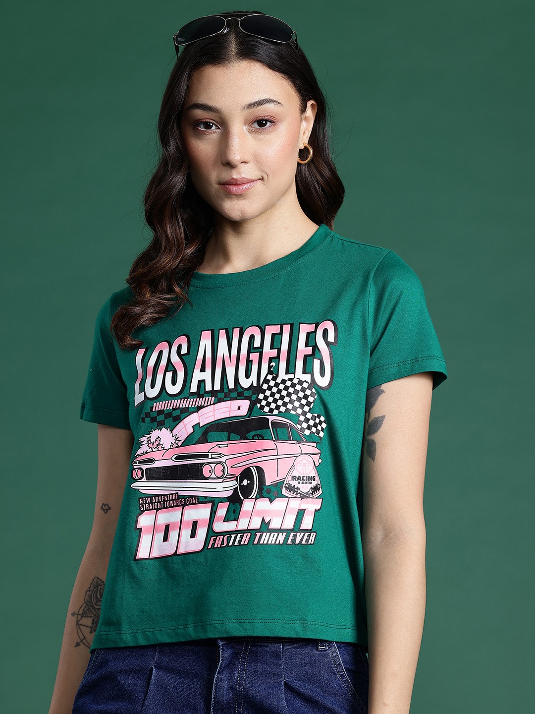 

DressBerry Graphic Printed T-shirt, Green