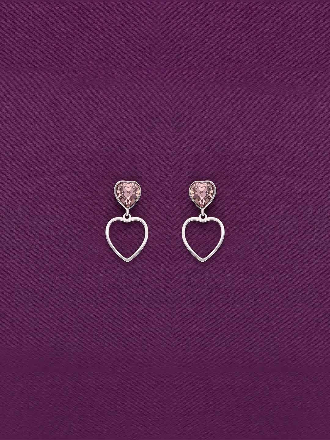 

KAI JEWEL 925 Sterling Silver Rhodium-Plated Cubic Zirconia Heart Shaped Drop Earrings