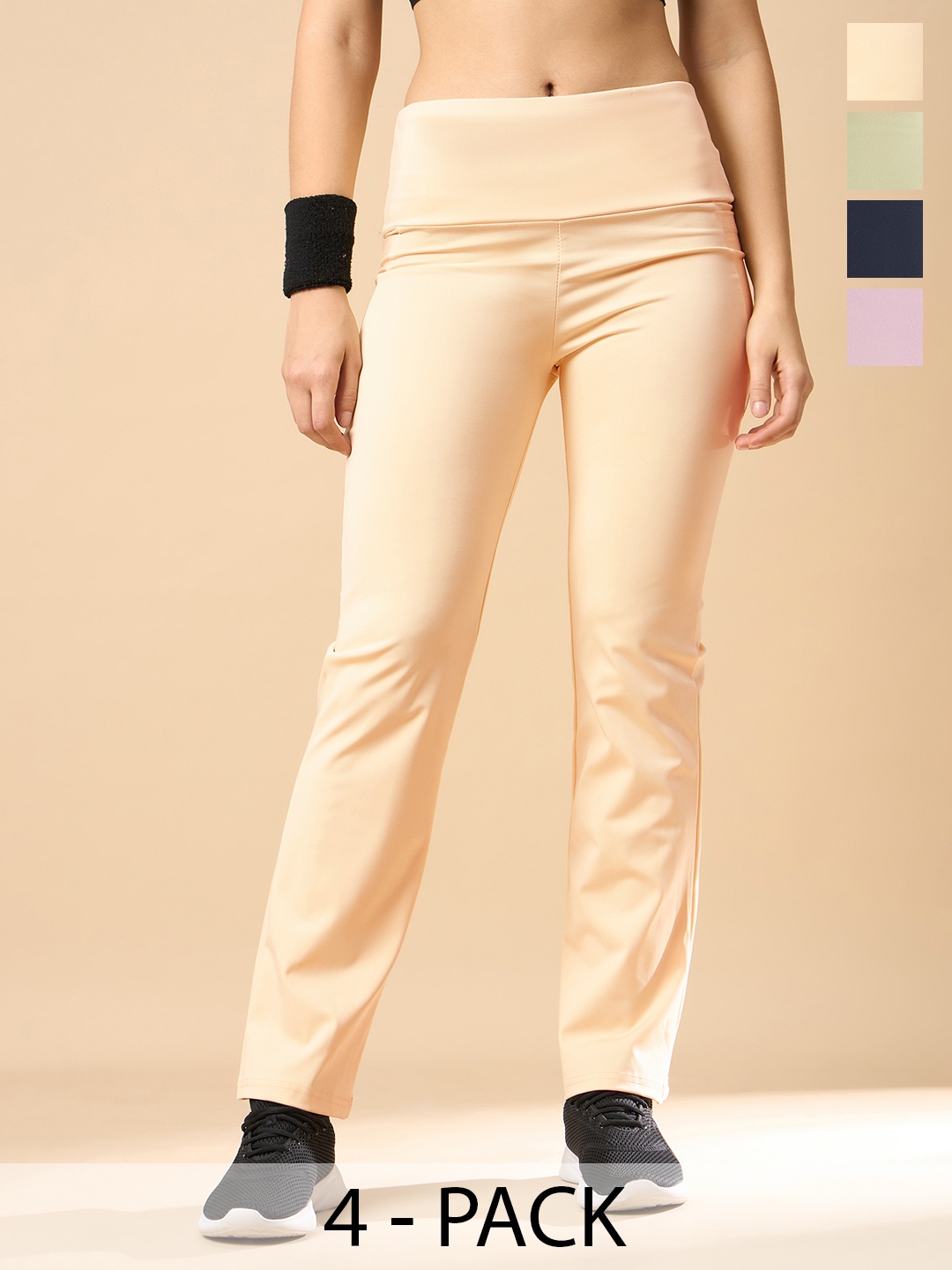 

COLOR CAPITAL Pack Of 4 Antimicrobial Ankle Length Tights, Cream