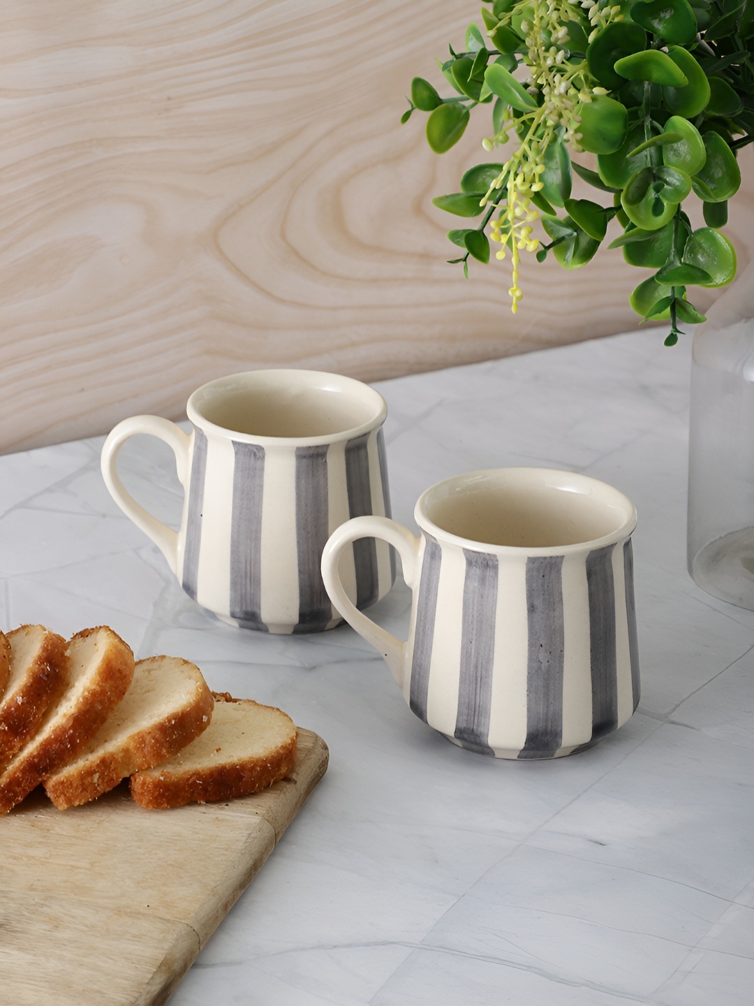 

VarEesha Crosswalk Grey & White 6 Piece Striped Ceramic Glossy Mugs 150ml