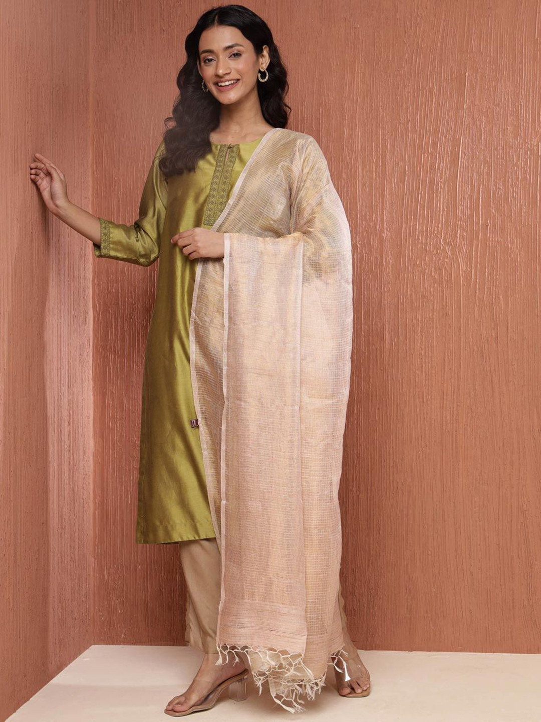 

Fabindia Natural Silk Blend Dupatta, Beige
