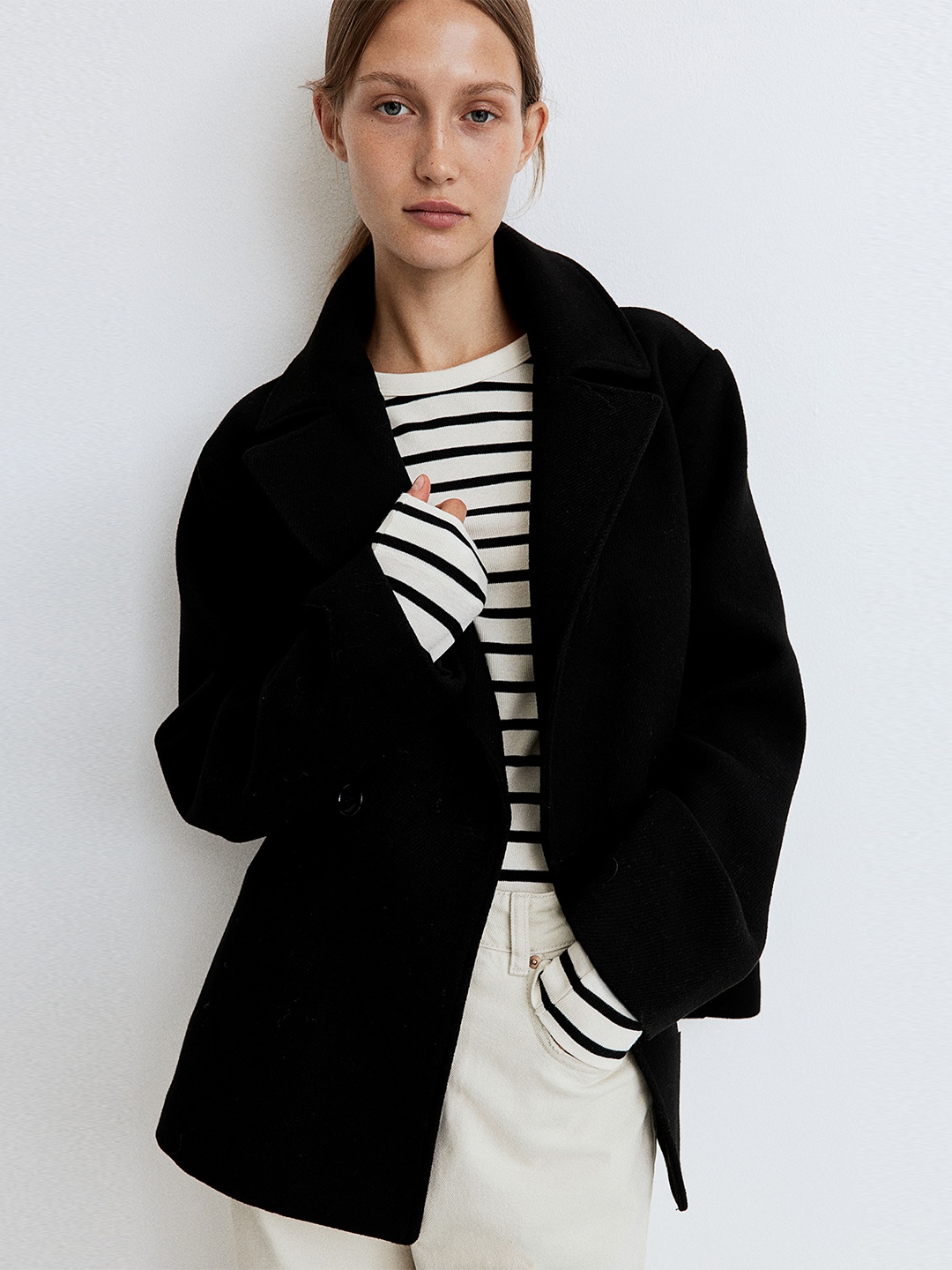

H&M Women Striped Ribbed Top, Black