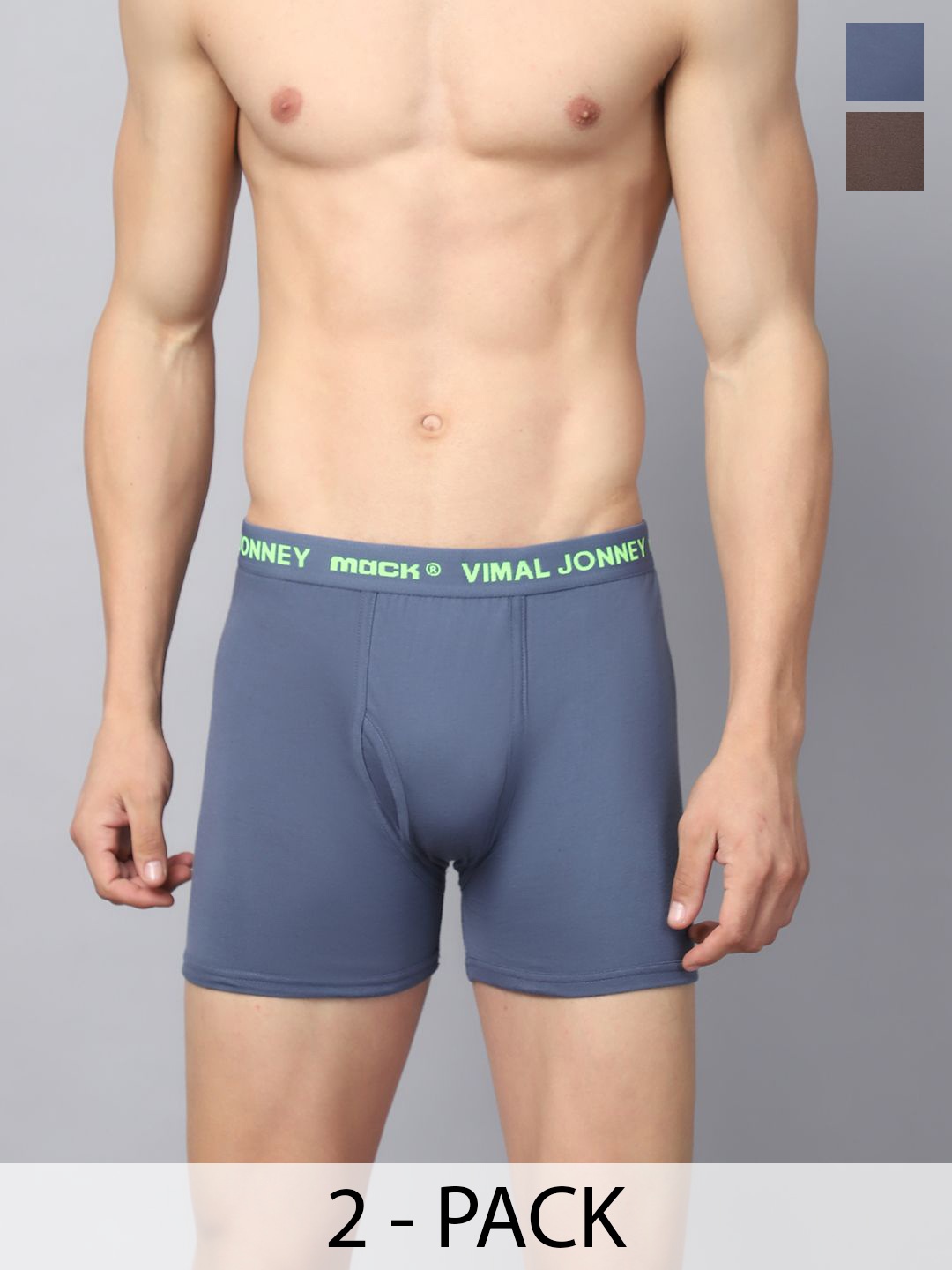 

VIMAL JONNEY Pack Of 2 Men Cotton Assorted Trunks JONNEY__RED__B__02, Grey