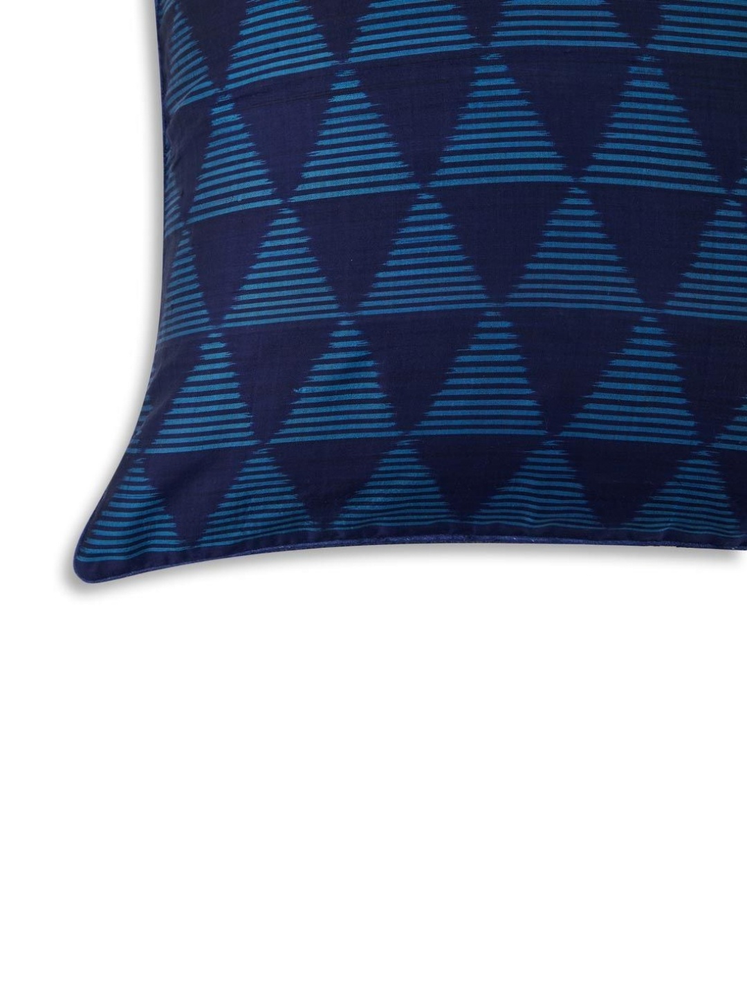

Fabindia ikat Blue Geometric Printed Woven Design Silk Square Shaped Cushion Cover