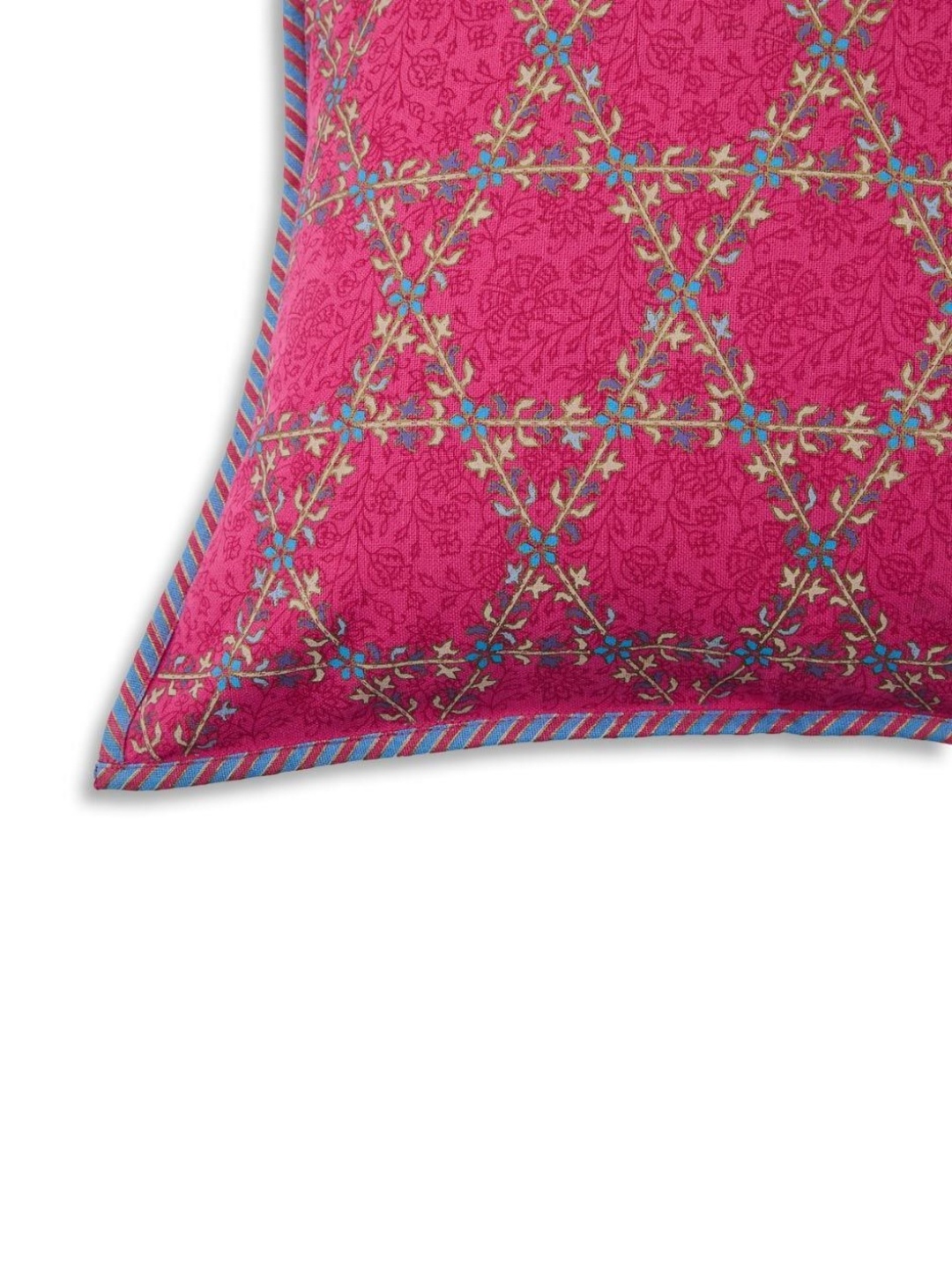 

Fabindia Noor Pink & Blue Floral Printed Square Shaped Cotton Cushion Cover