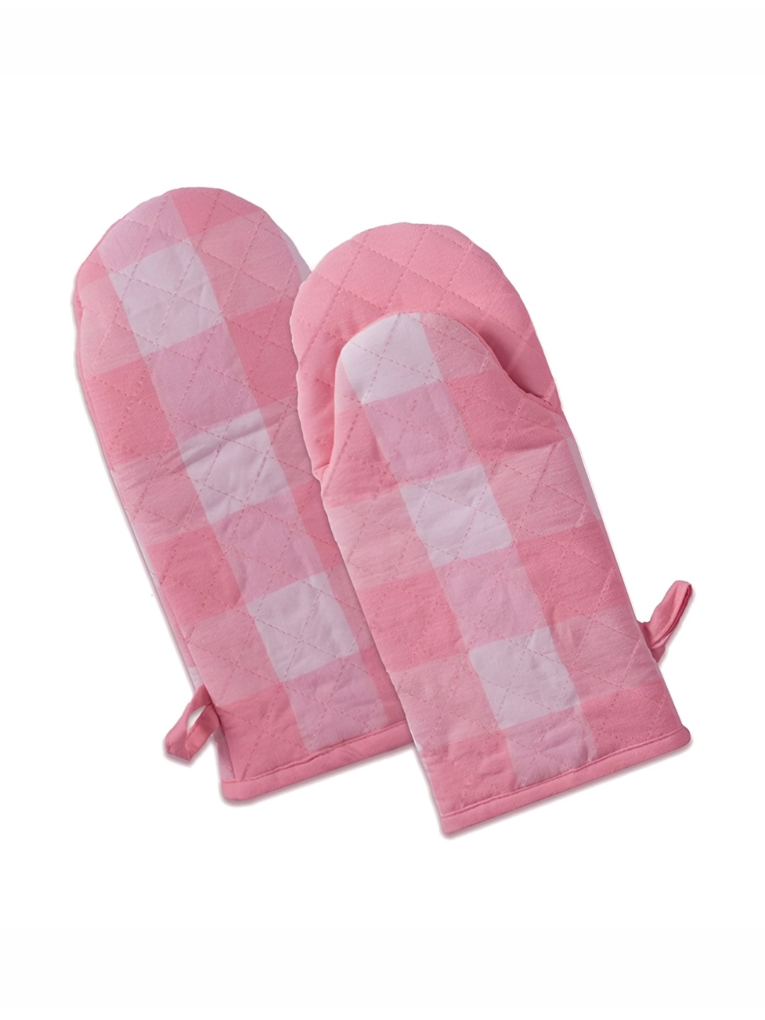 

Lushomes White & Pink 2 Pieces Checked Pure Cotton Oven Gloves