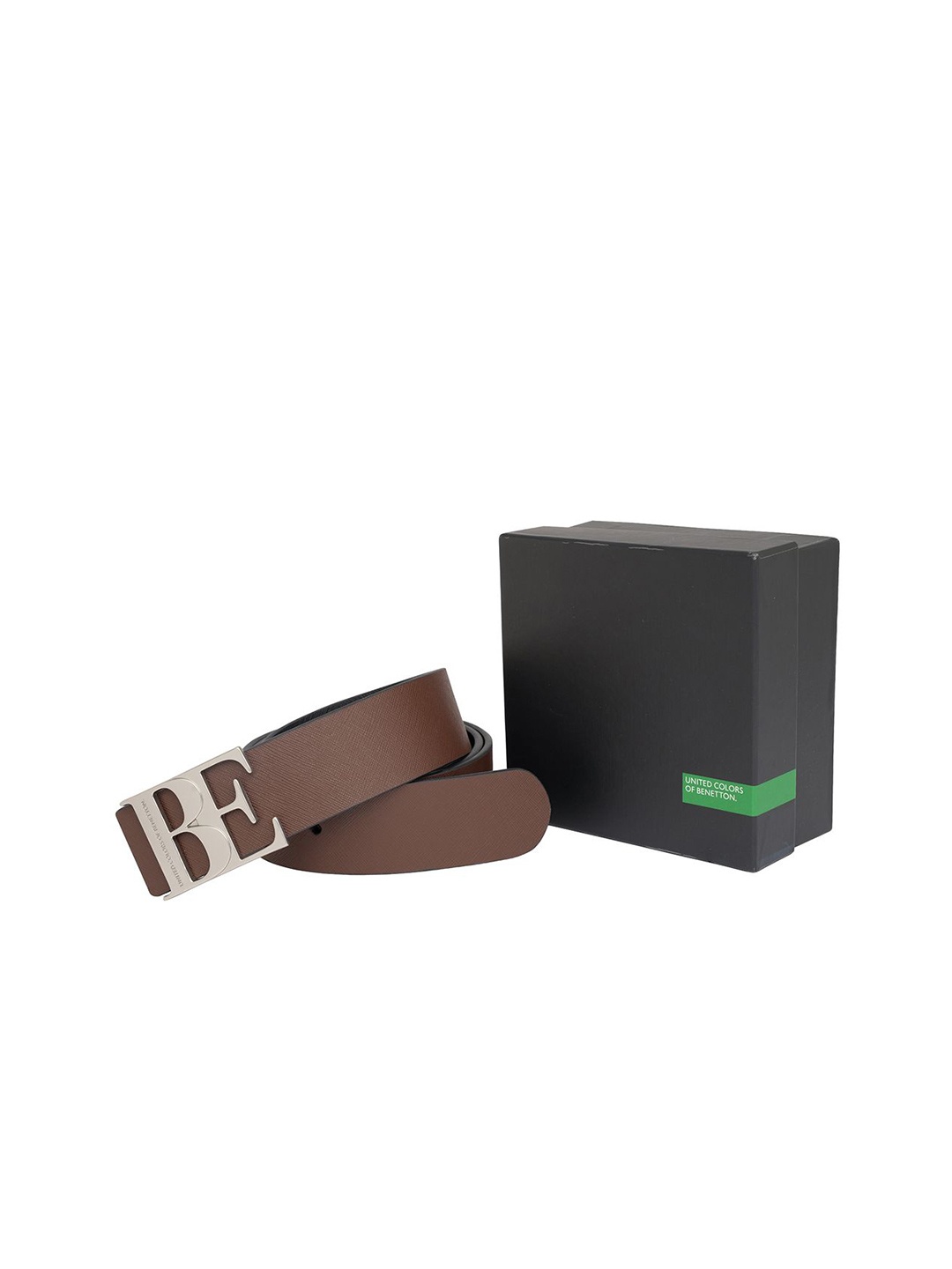 

United Colors of Benetton Men Leather Reversible Belt, Brown