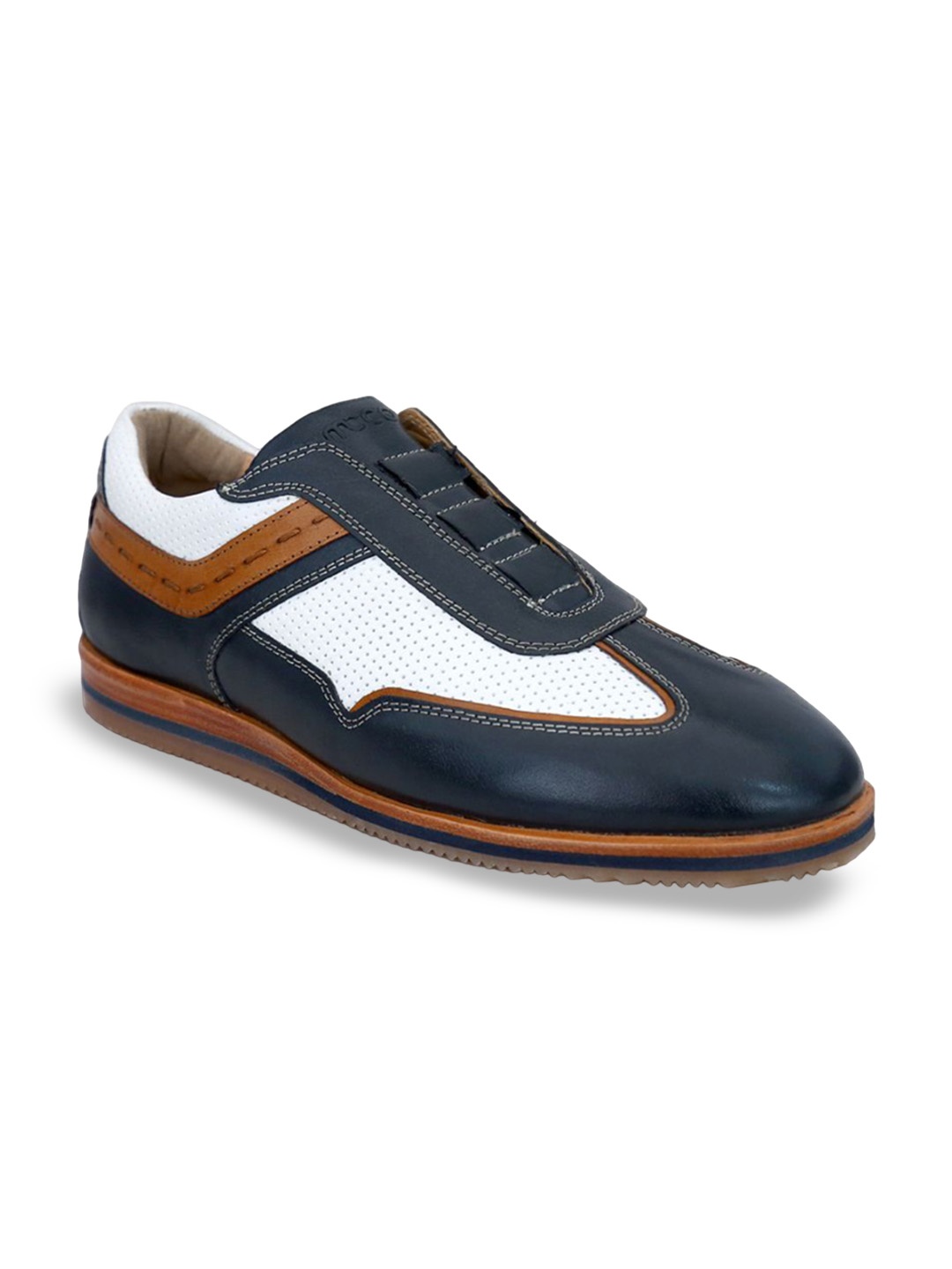 

mccoy Men Colourblocked Leather Slip-On Sneakers, Navy blue