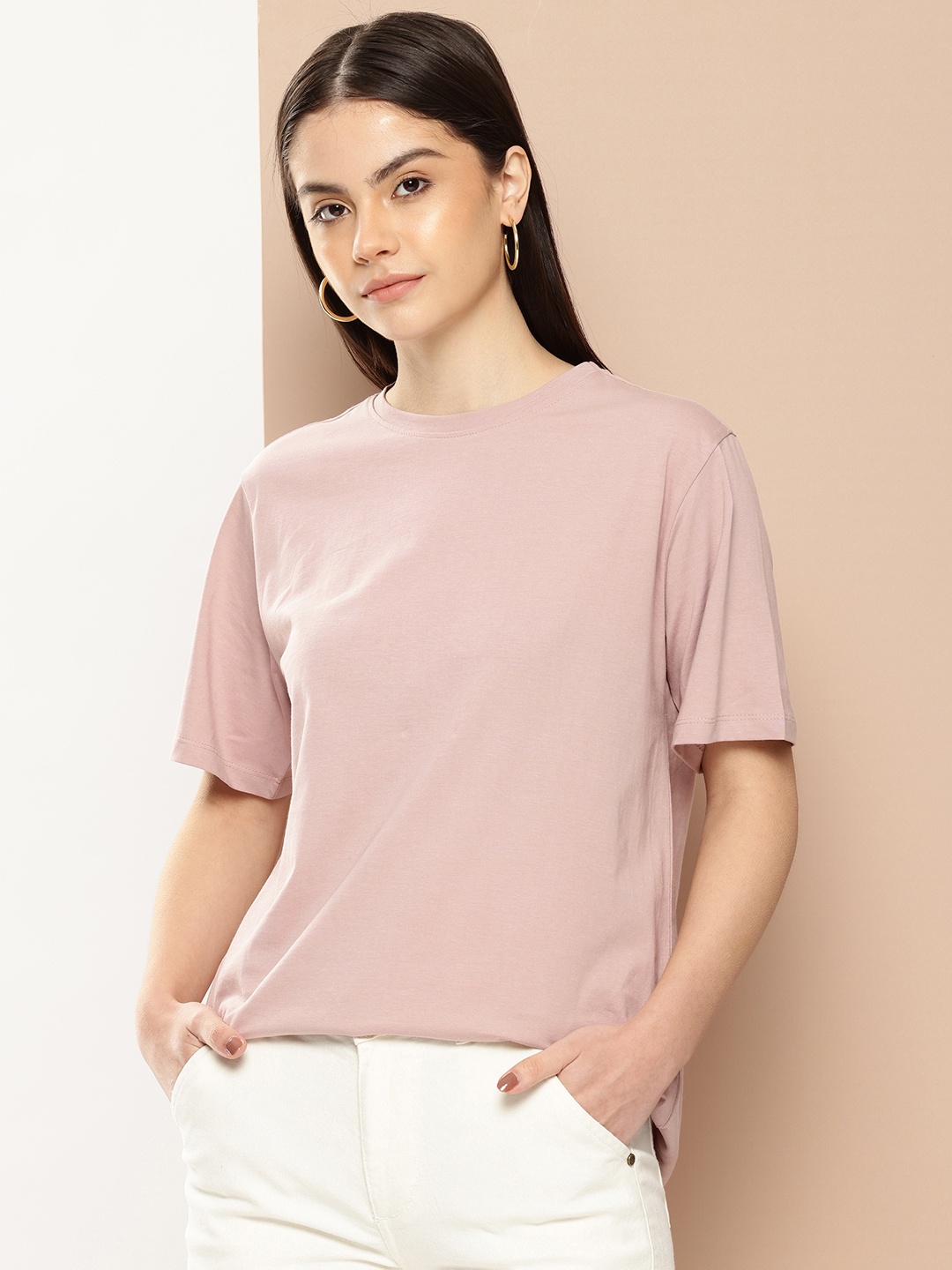 

her by invictus Pure Cotton Casual T-shirt, Mauve