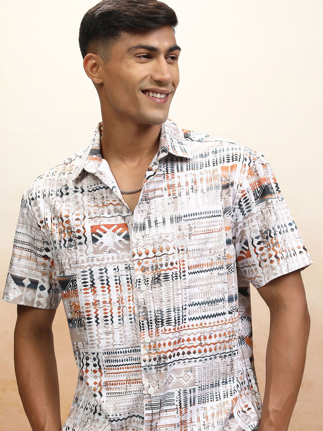 

Locomotive Premium Men Printed Relaxed Shirt, Off white