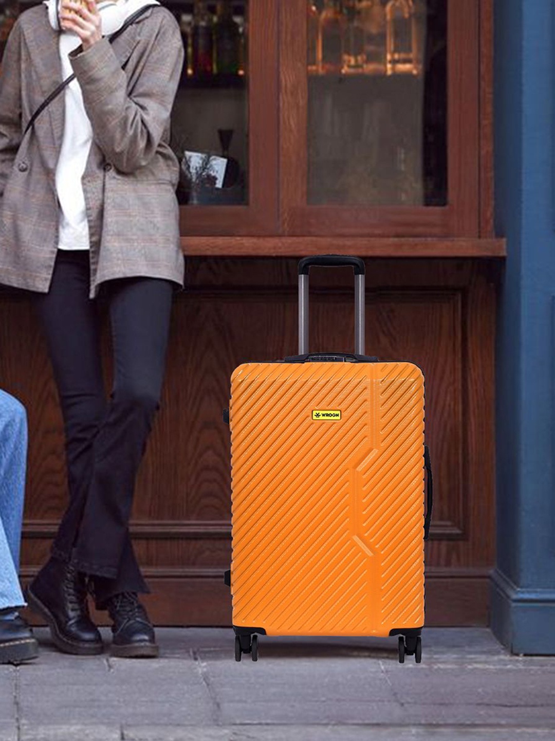 

WROGN Textured Hard-Sided Medium Trolley Bag, Orange