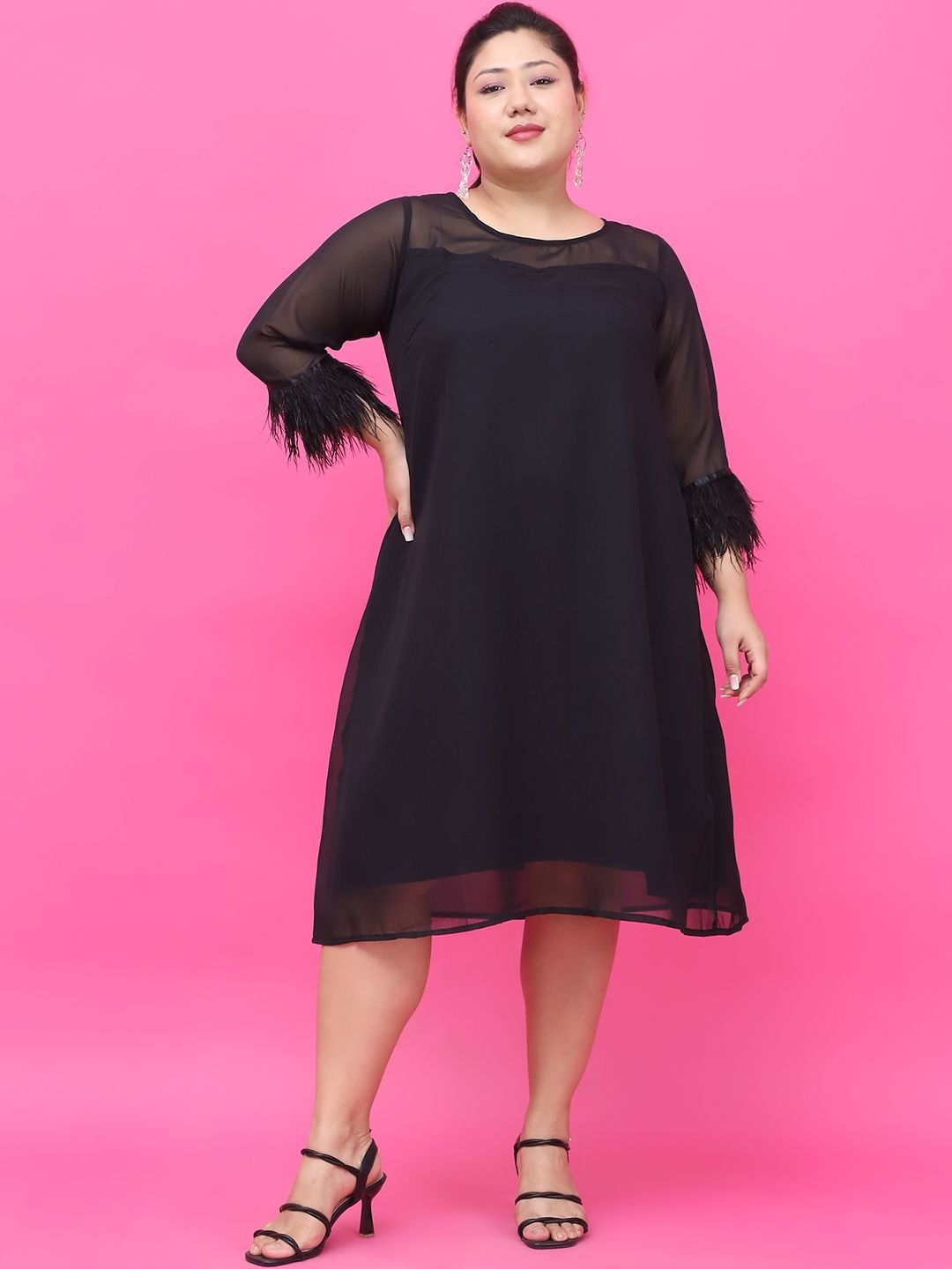

theRebelinme Women Solid A-Line Midi Dress, Black