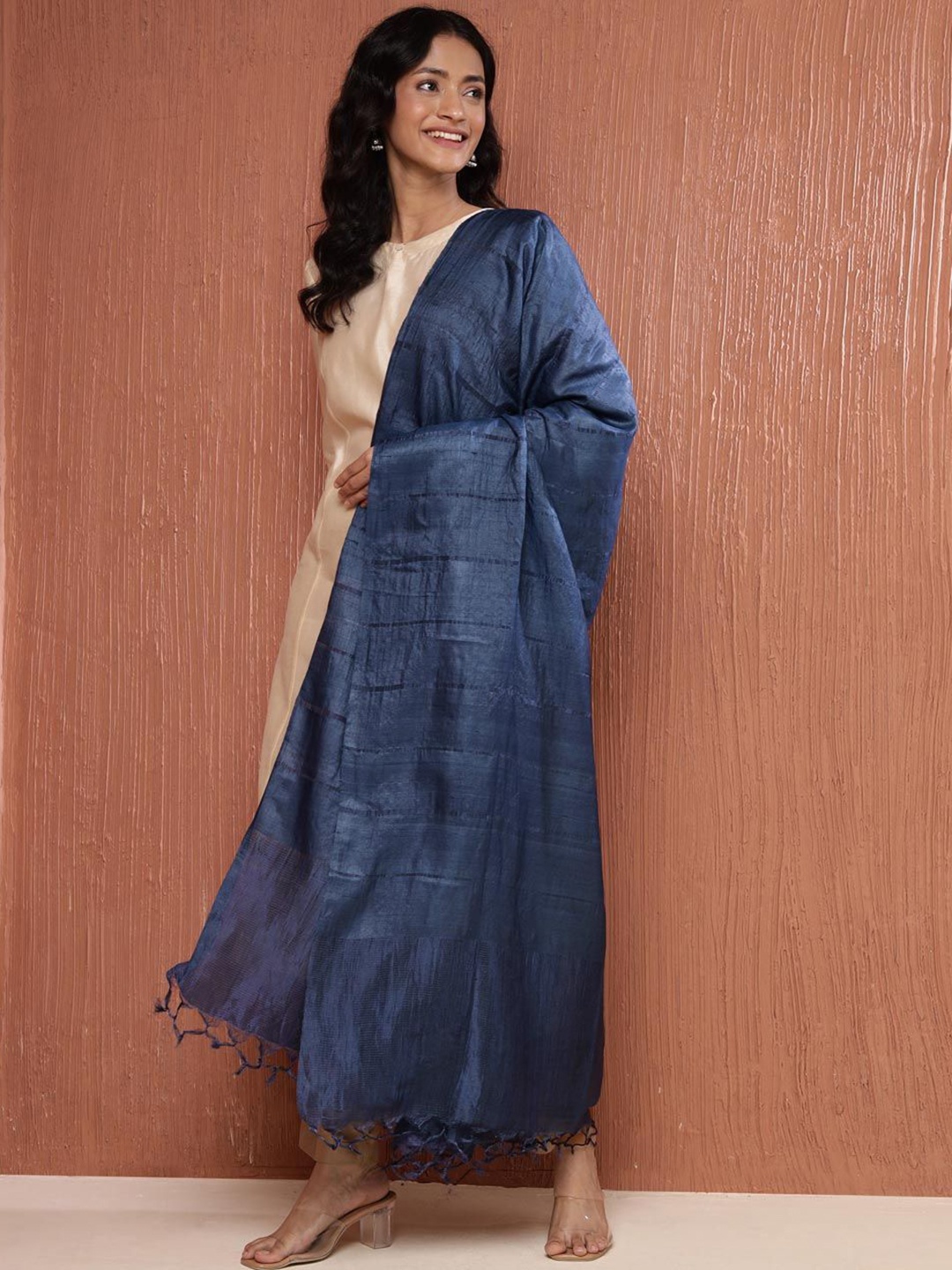 

Fabindia Tasselled Border Dupatta, Blue